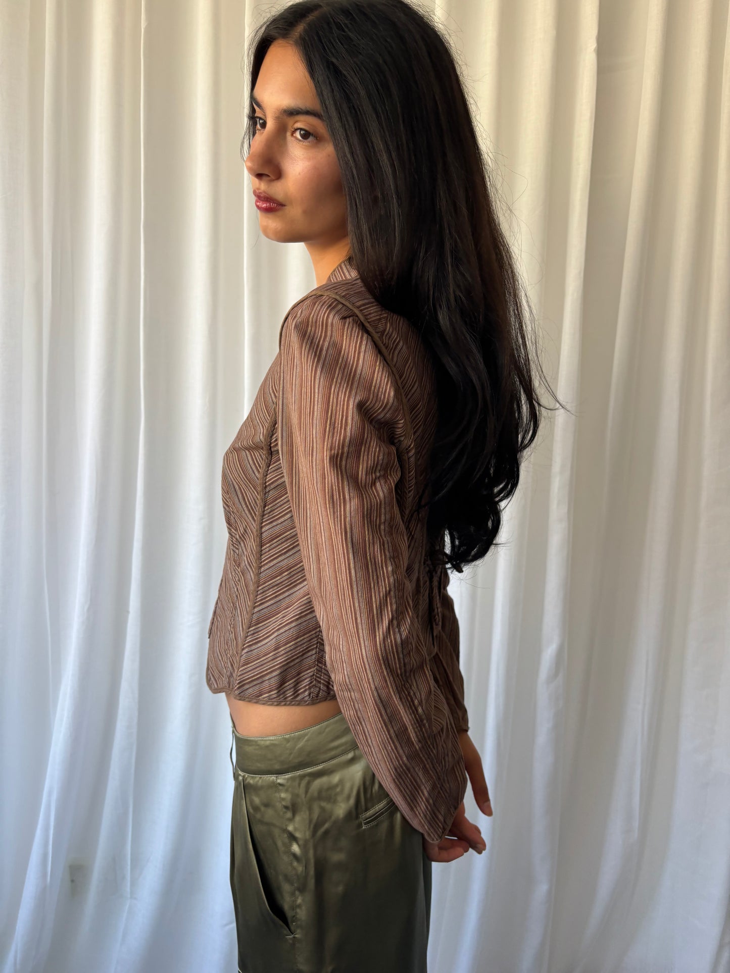 BCBG Max Azria Brown Stripe Jacket
