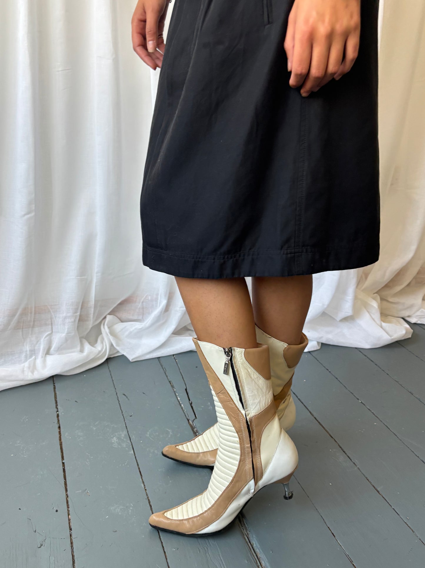 Vintage Cream Leather Boots