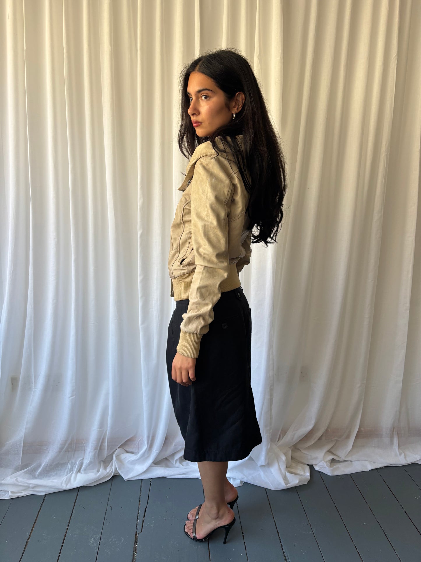 All Saints Beige Leather Jacket
