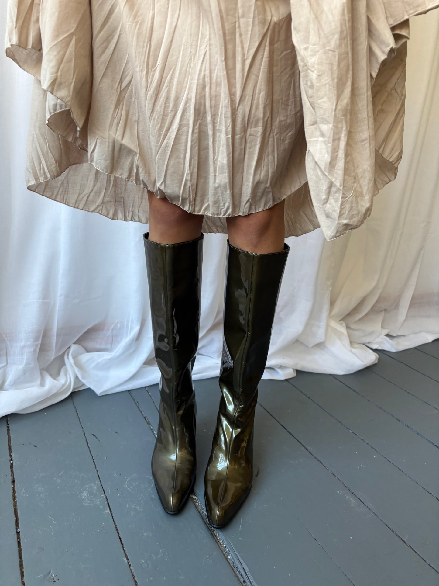 Bally Green Patent Leather Boots