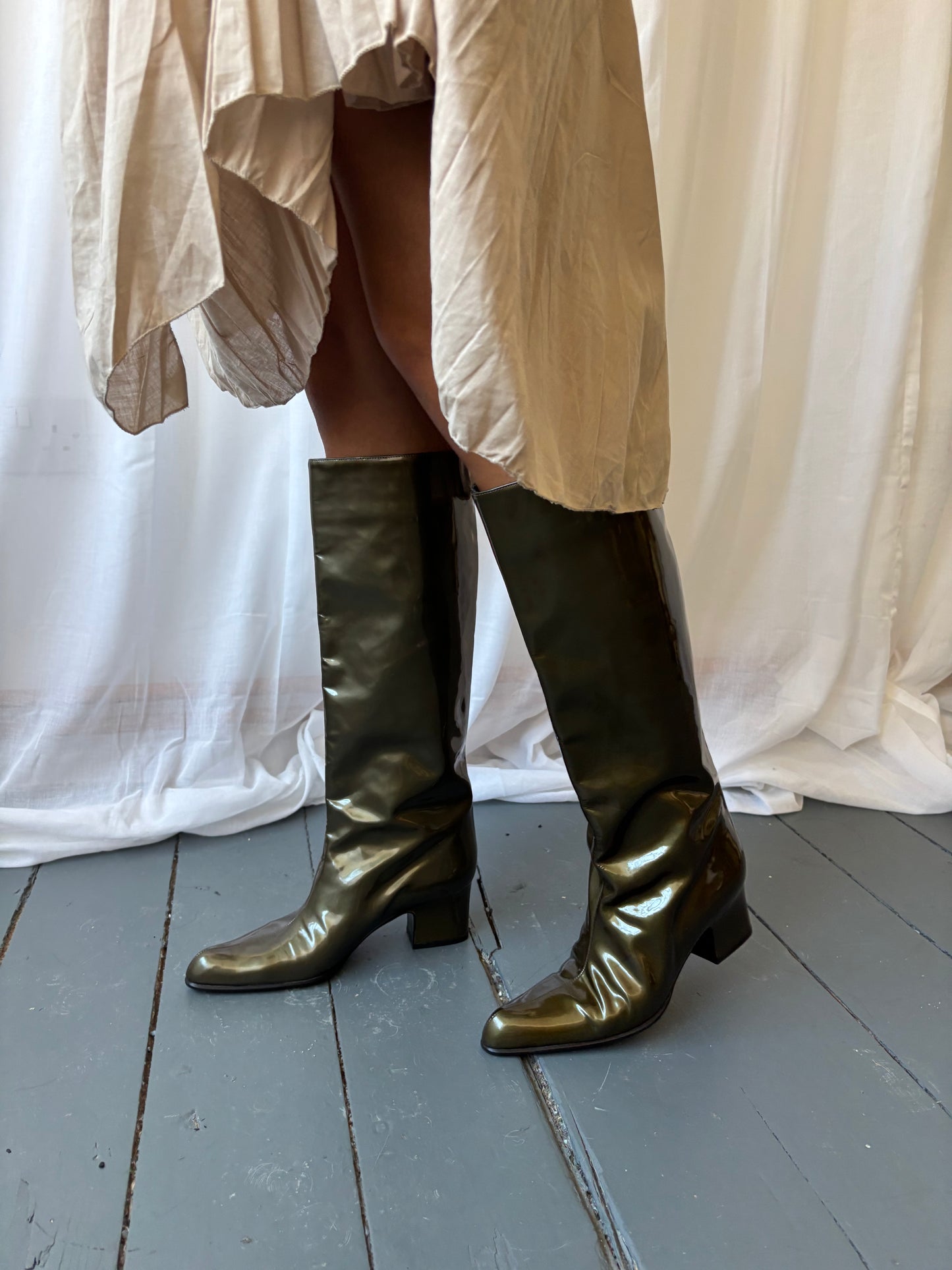 Bally Green Patent Leather Boots
