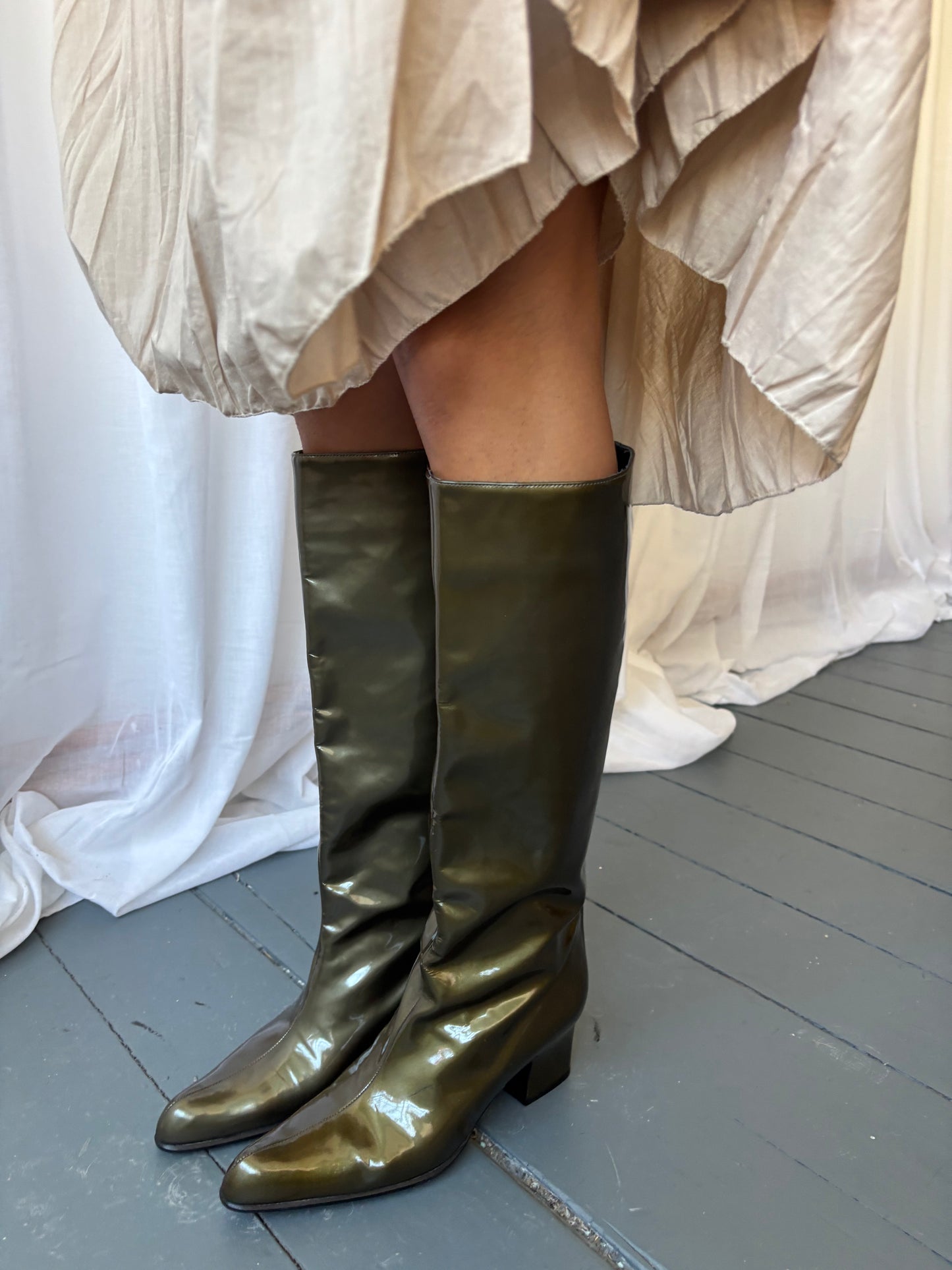 Bally Green Patent Leather Boots