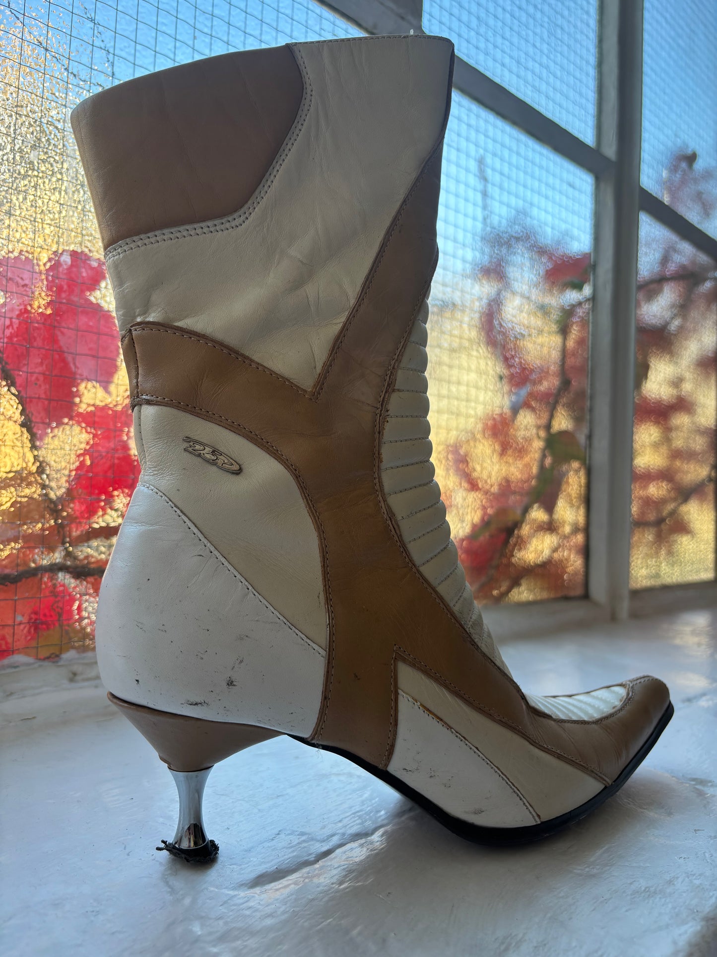 Vintage Cream Leather Boots