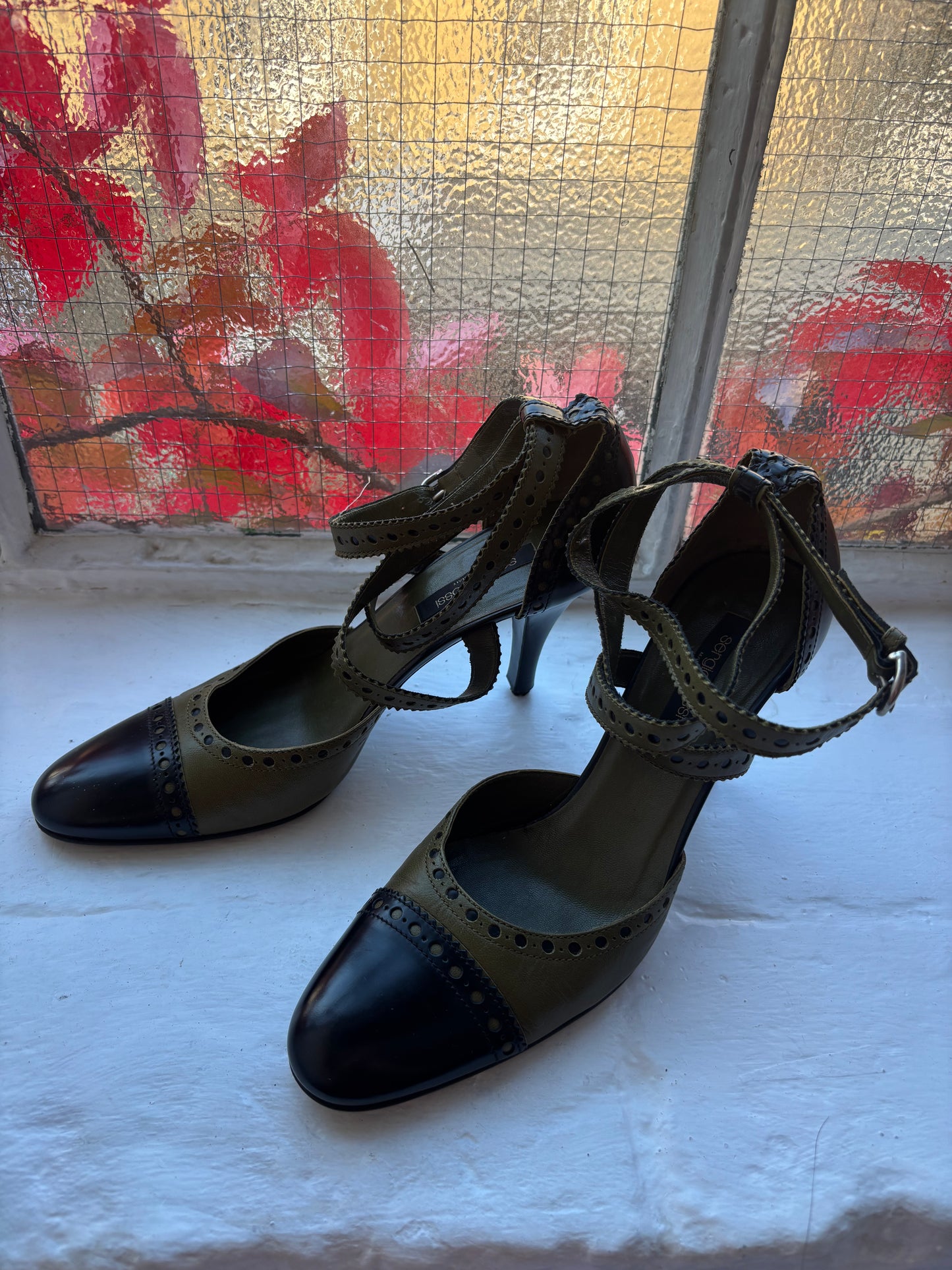 Sergio Rossi Tooled Leather Heels