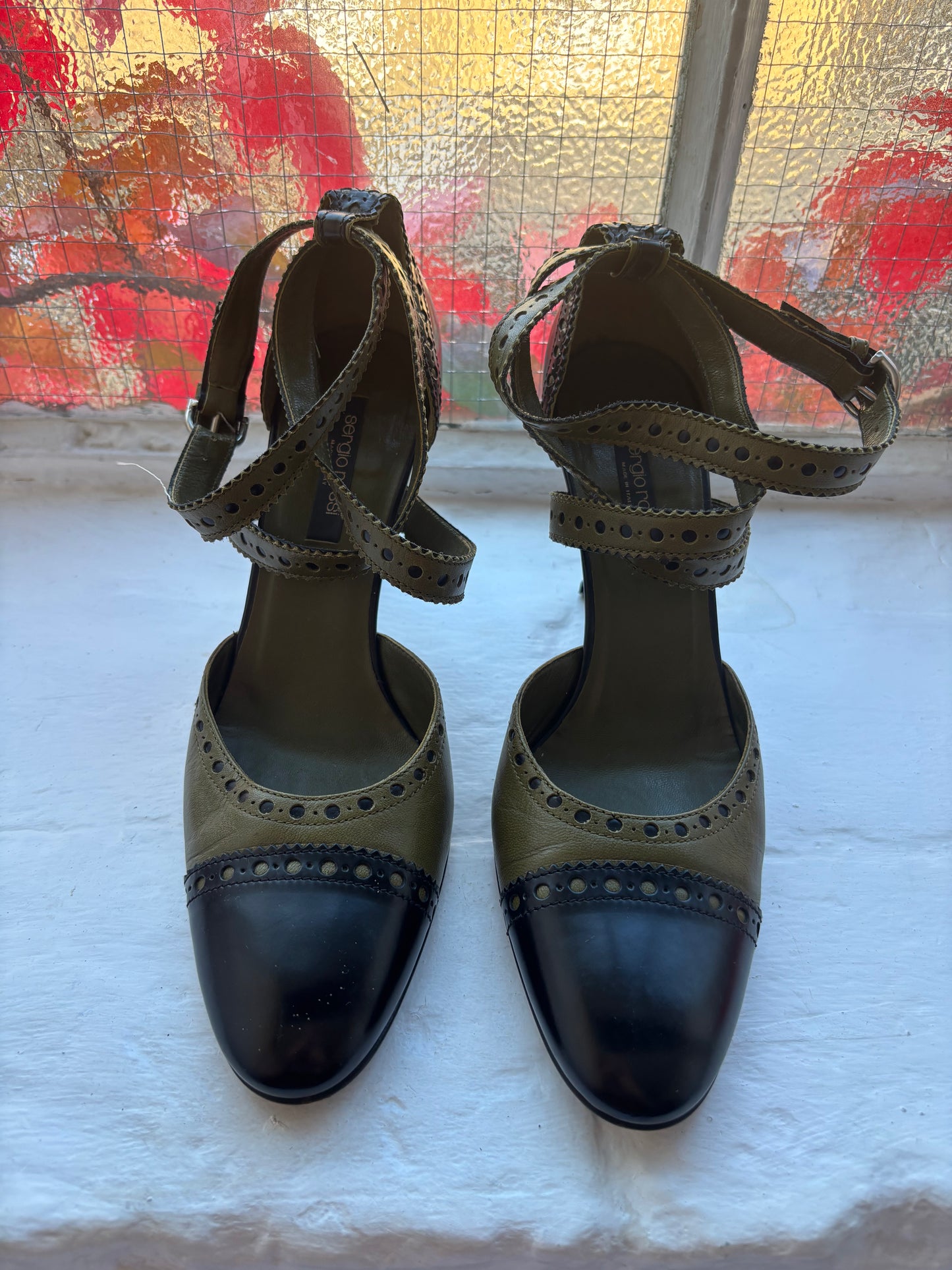 Sergio Rossi Tooled Leather Heels