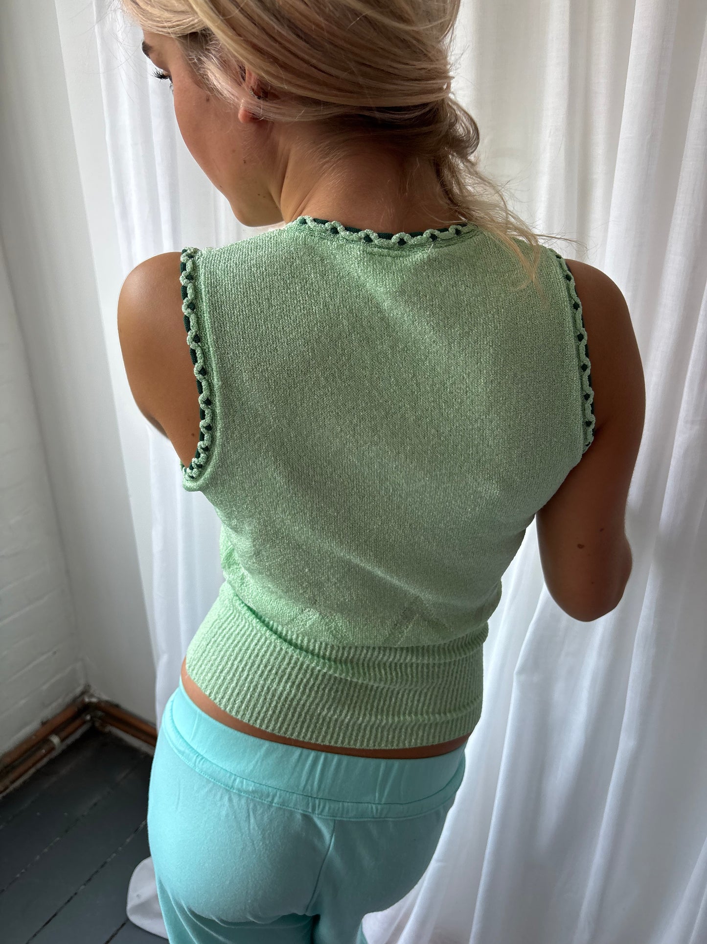 Vintage 70s Green Knit Vest
