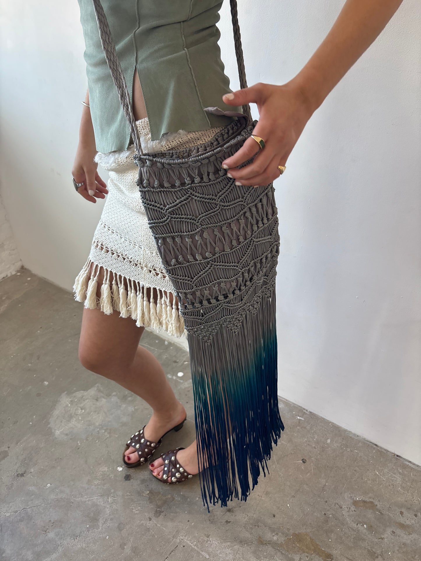 Vintage Crochet Fringed Bag