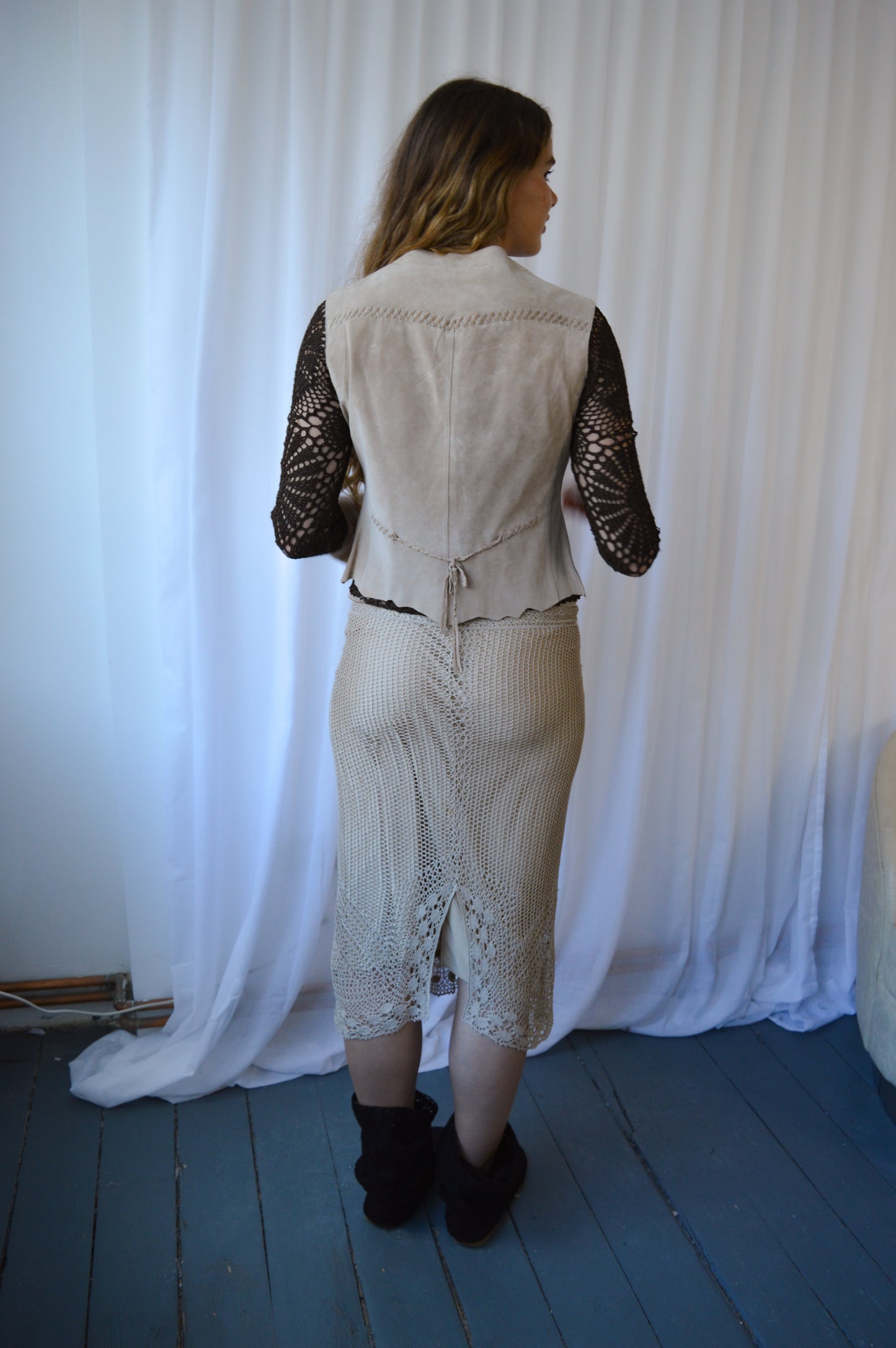 Vintage Beige Suede Waistcoat