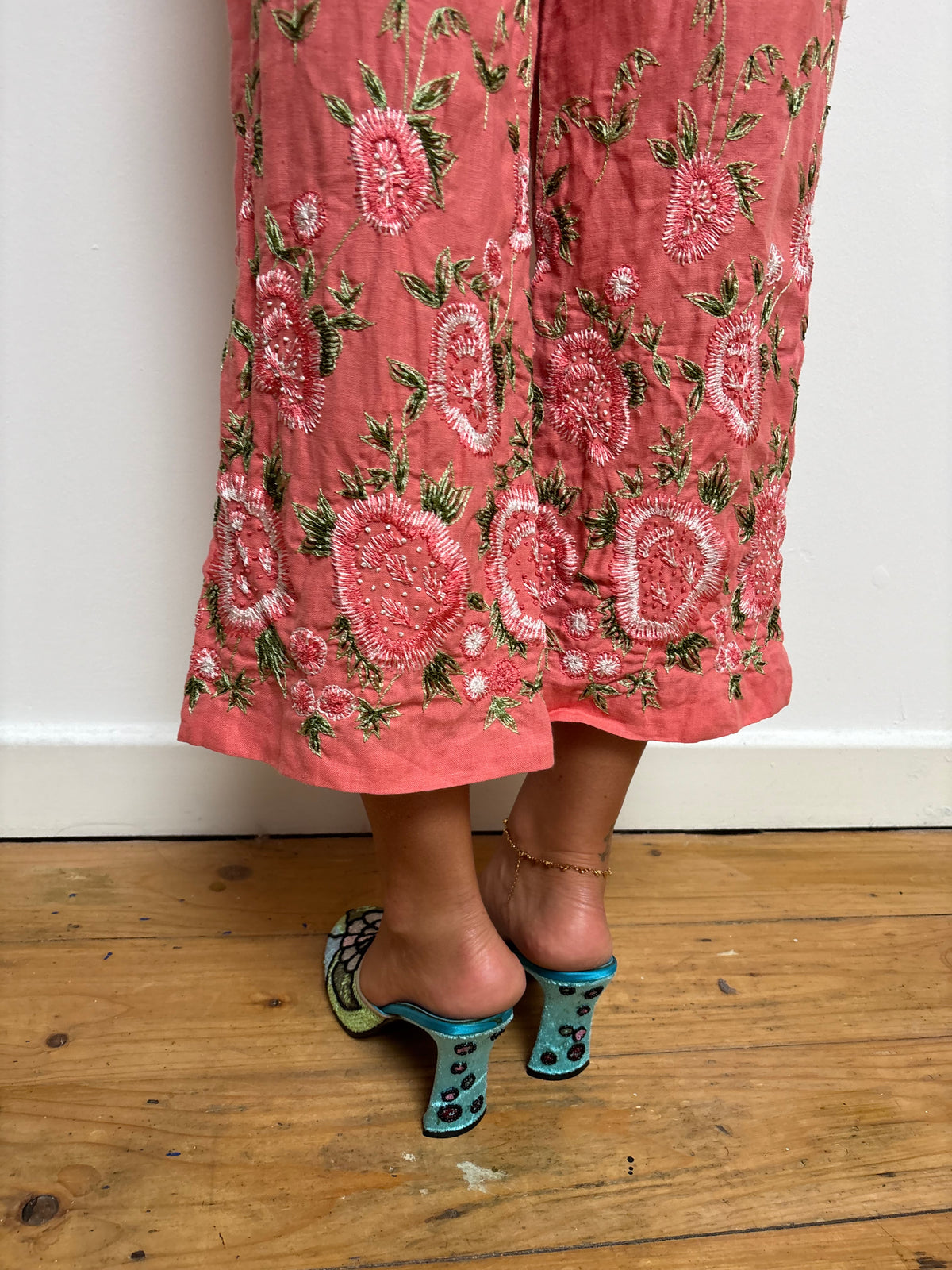 Renato Nucci Embroidered Coral Trousers