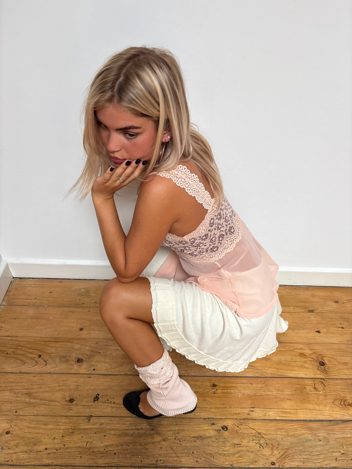 Vintage Nude Pink Lace Top