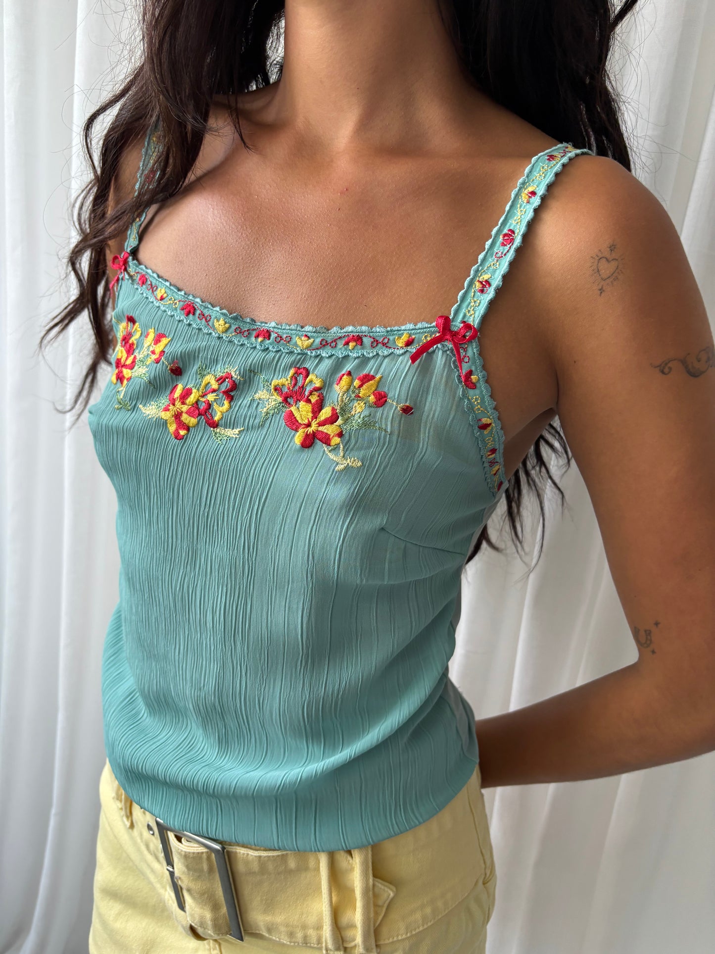 Vintage Blue Embroidered Cami