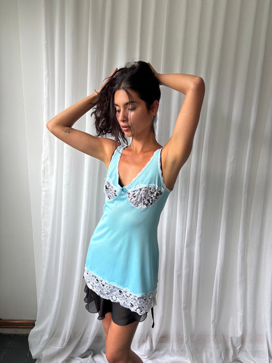 Vintage Blue Lingerie Top