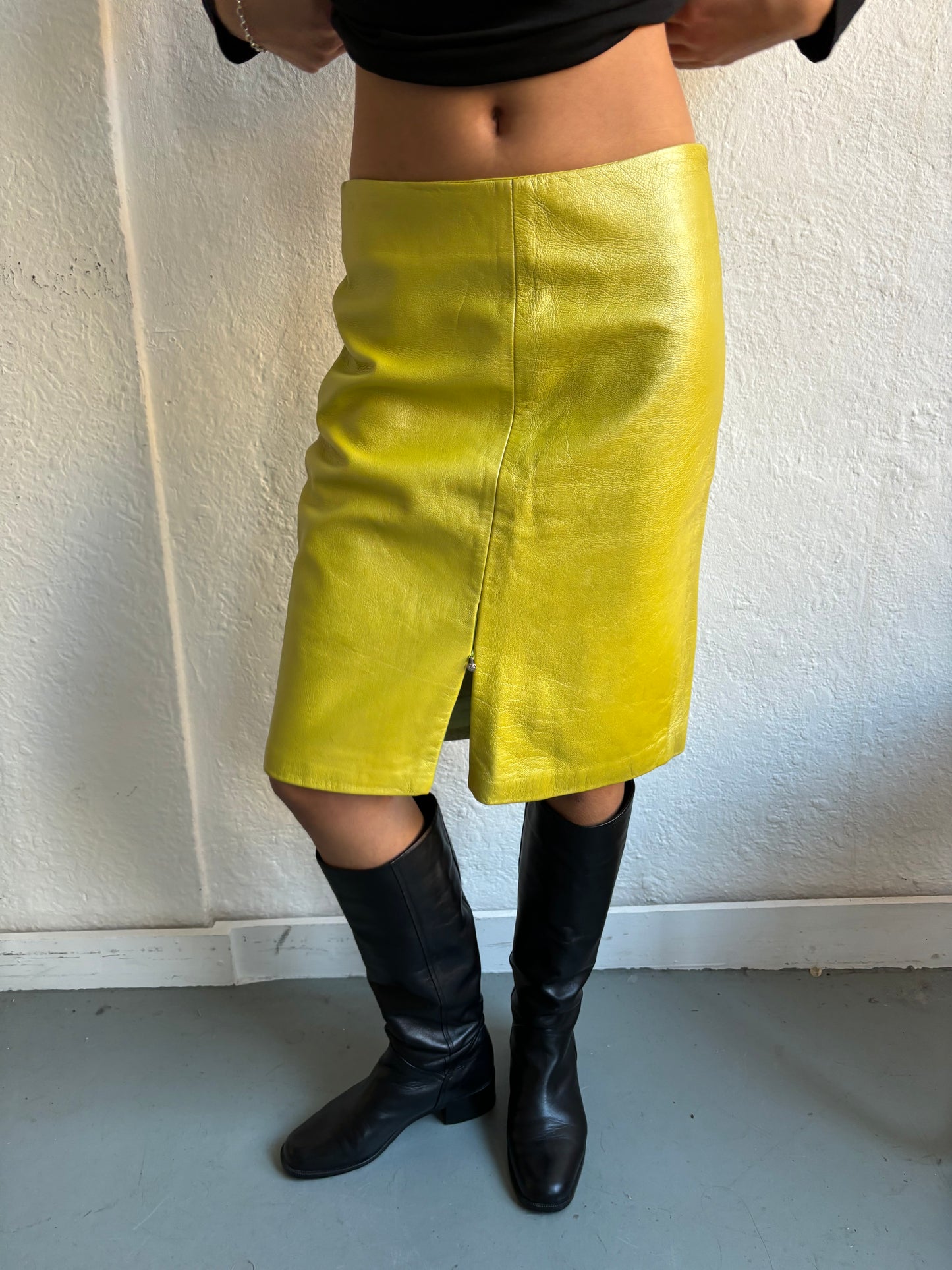 Versace Yellow Leather Skirt