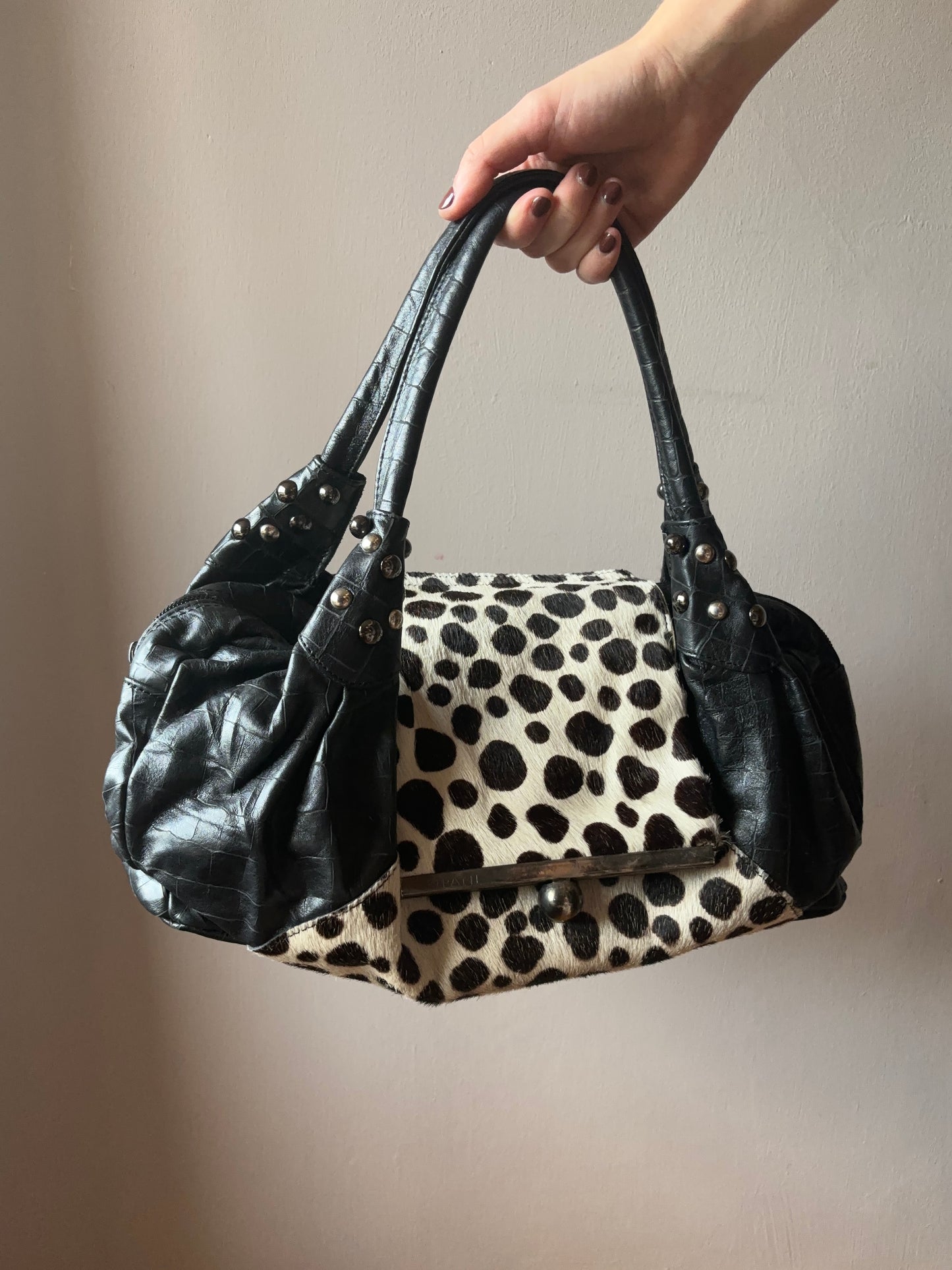 Ripani Cheetah Print Leather Bag