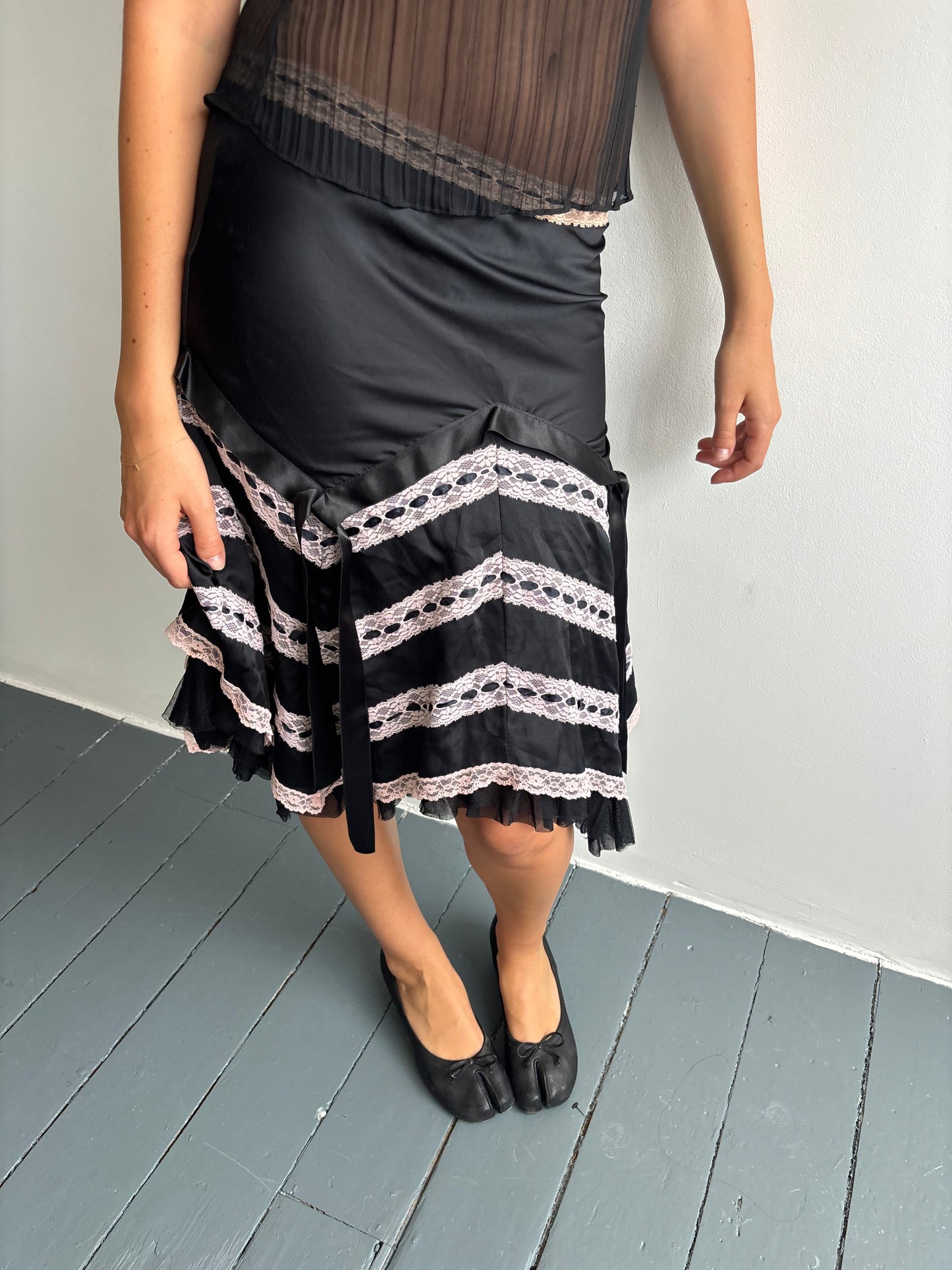 Voyage Black Ribbon Skirt