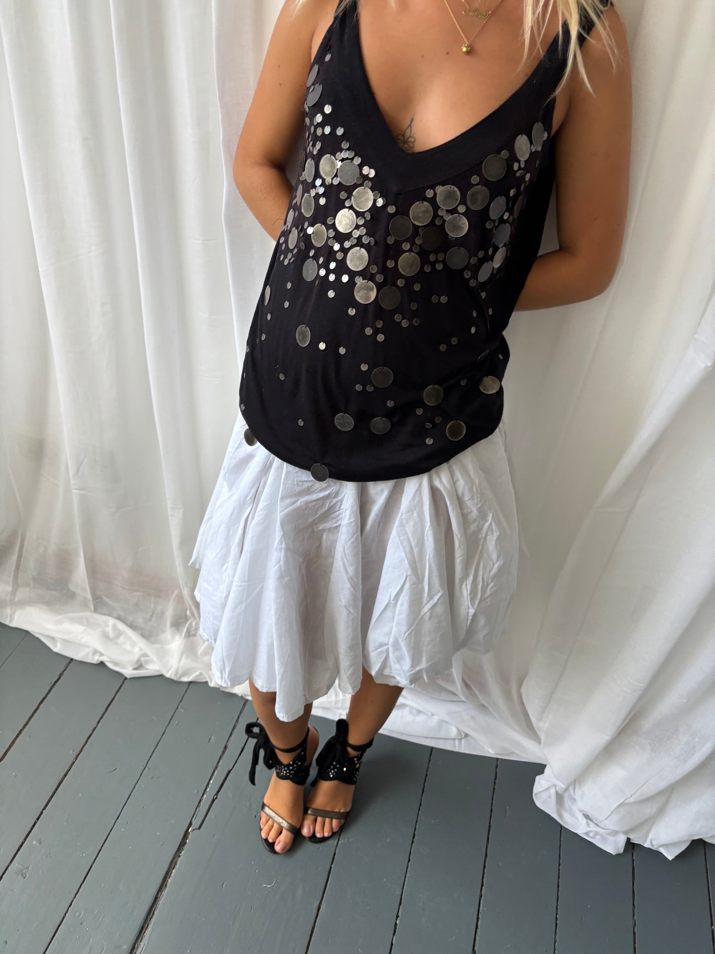 DKNY Black Sequin Top