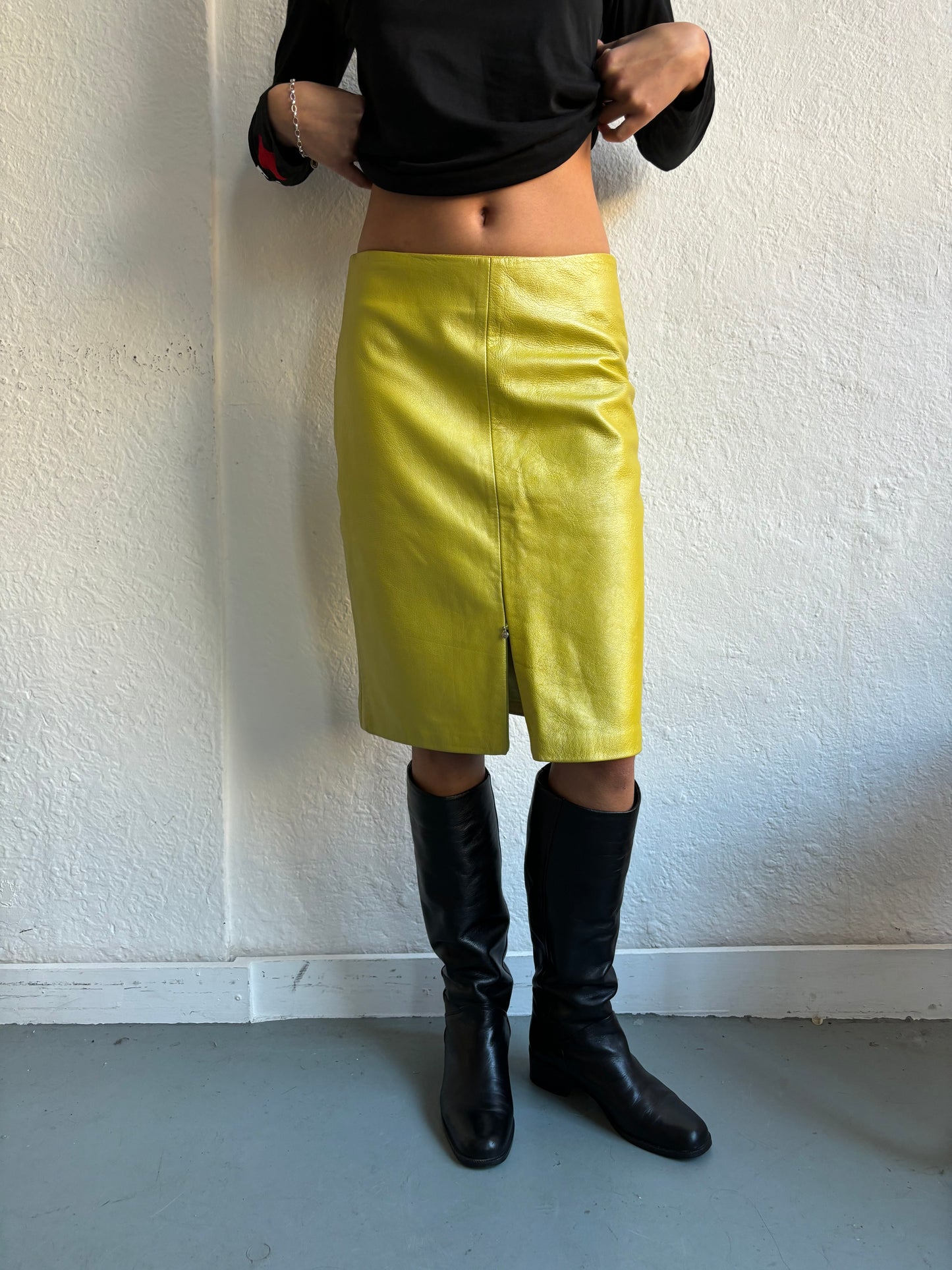 Versace Yellow Leather Skirt