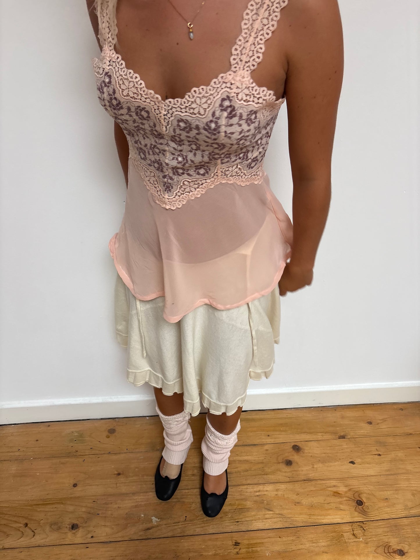Vintage Nude Pink Lace Top