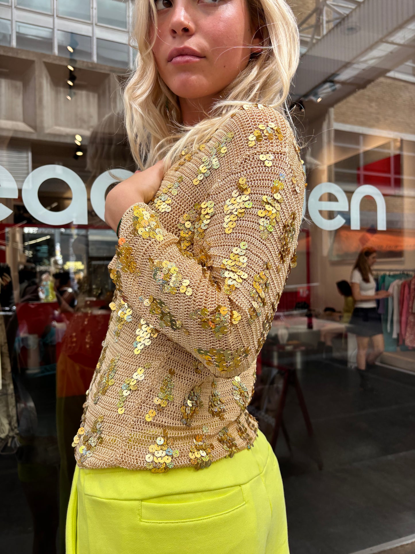 Vintage Gold Sequin Cardigan