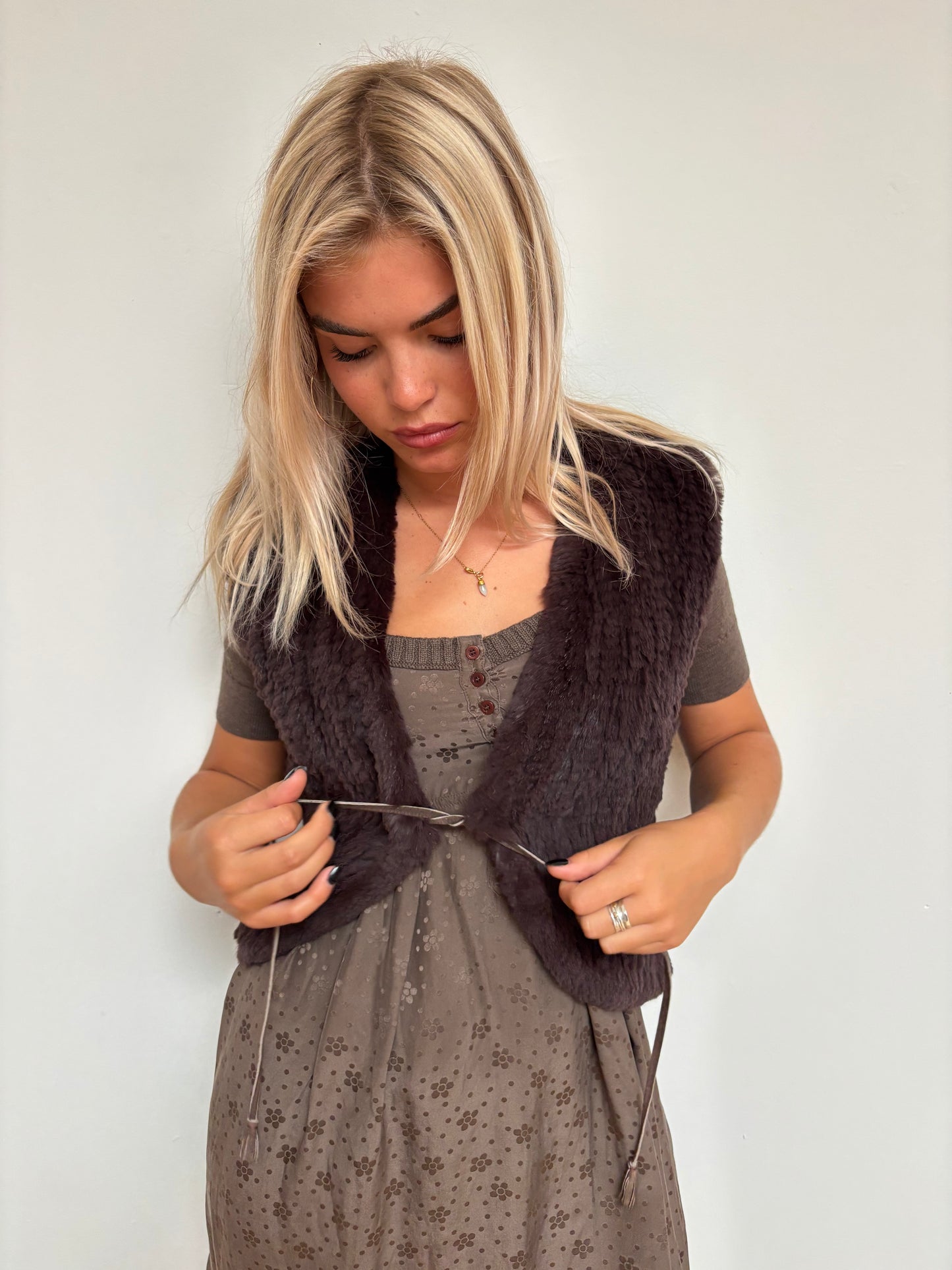 Chine Brown Fur Gilet