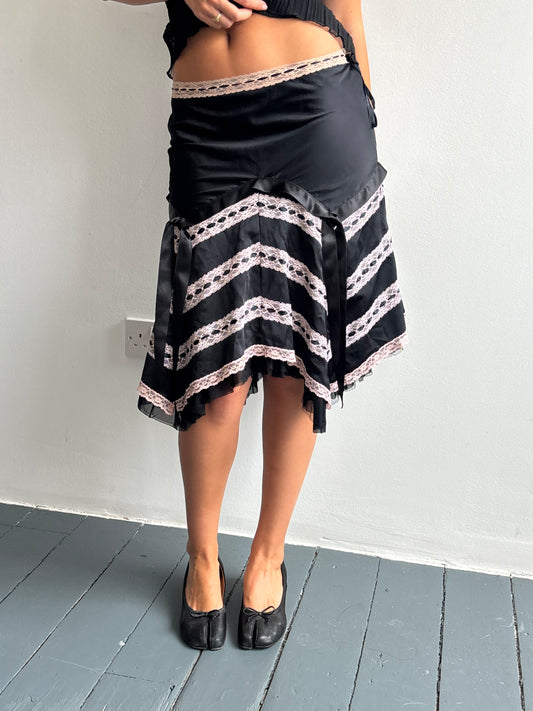 Voyage Black Ribbon Skirt