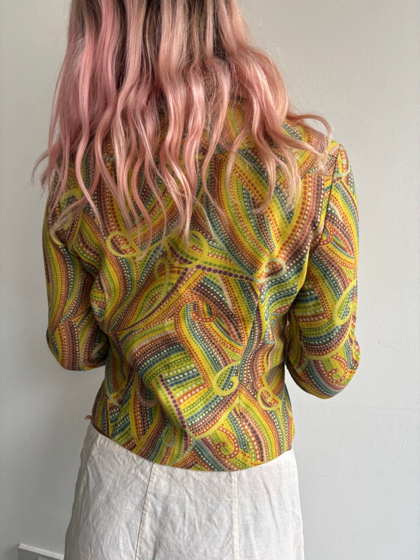 Jaspal Yellow Swirl Print Jacket