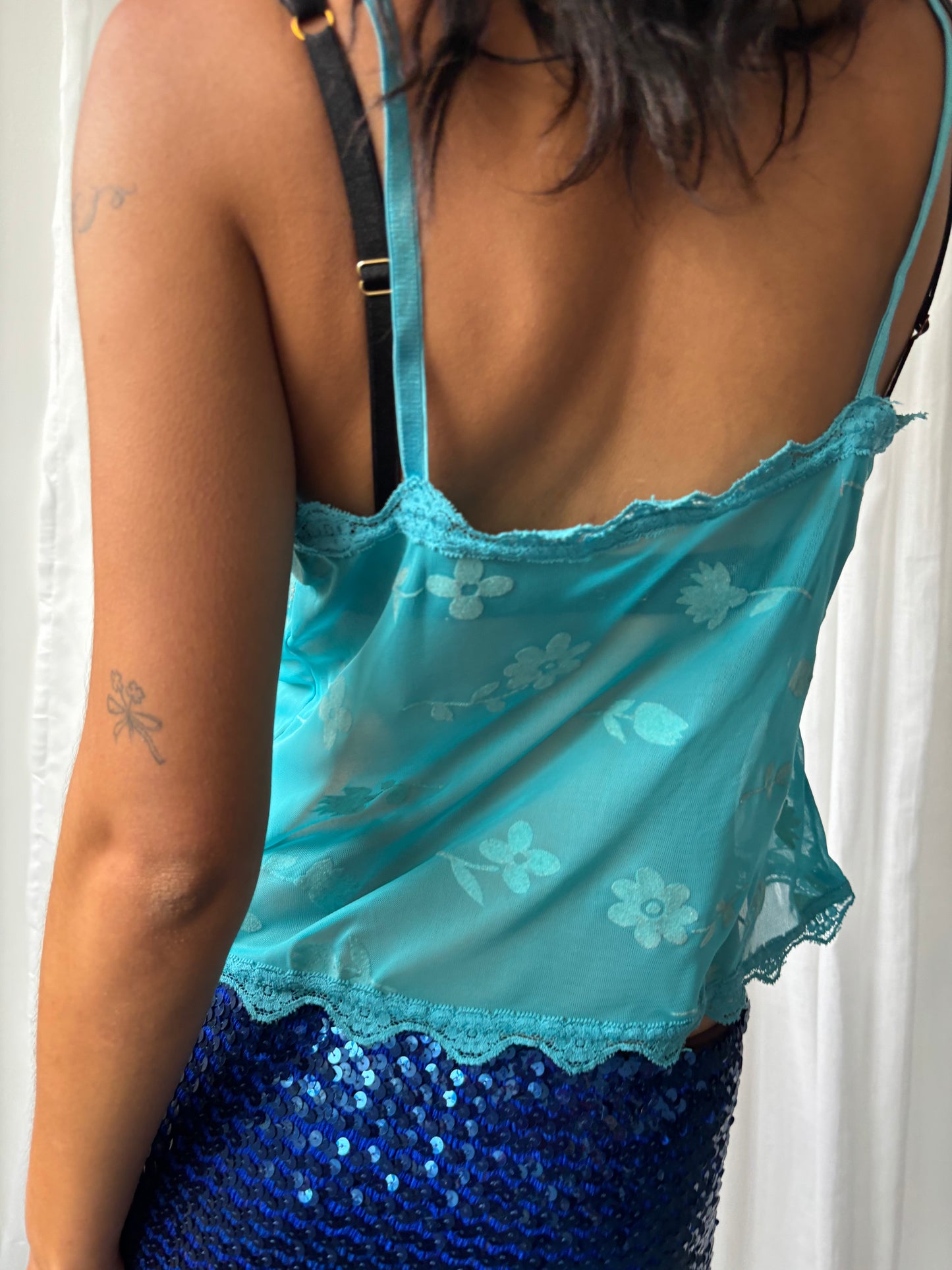 Vintage Turquoise Mesh Cami
