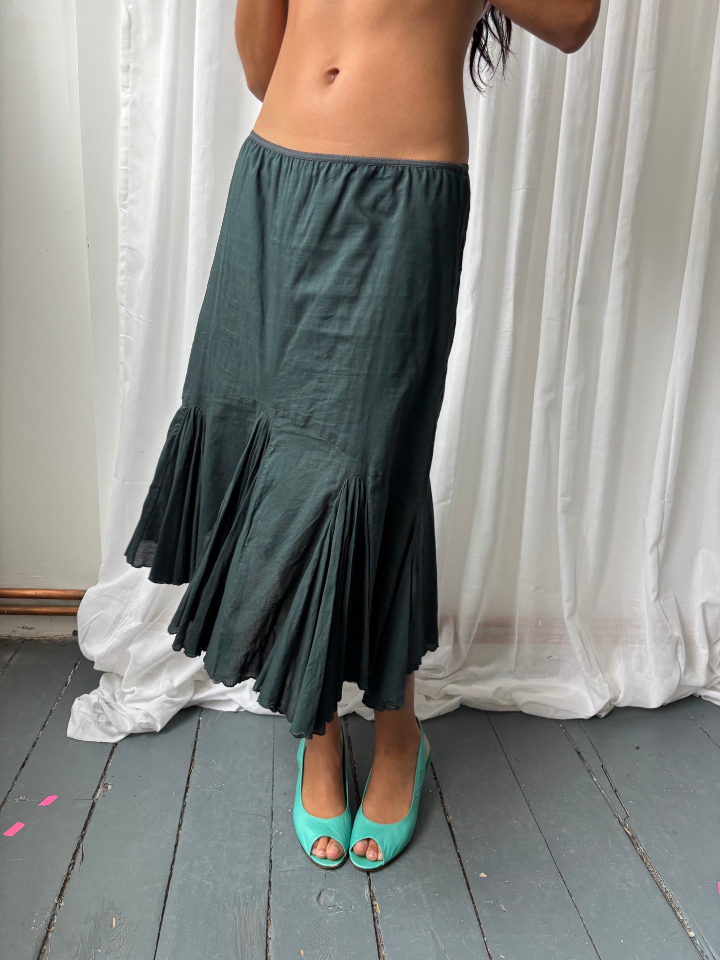 Chine Charcoal Midi Skirt