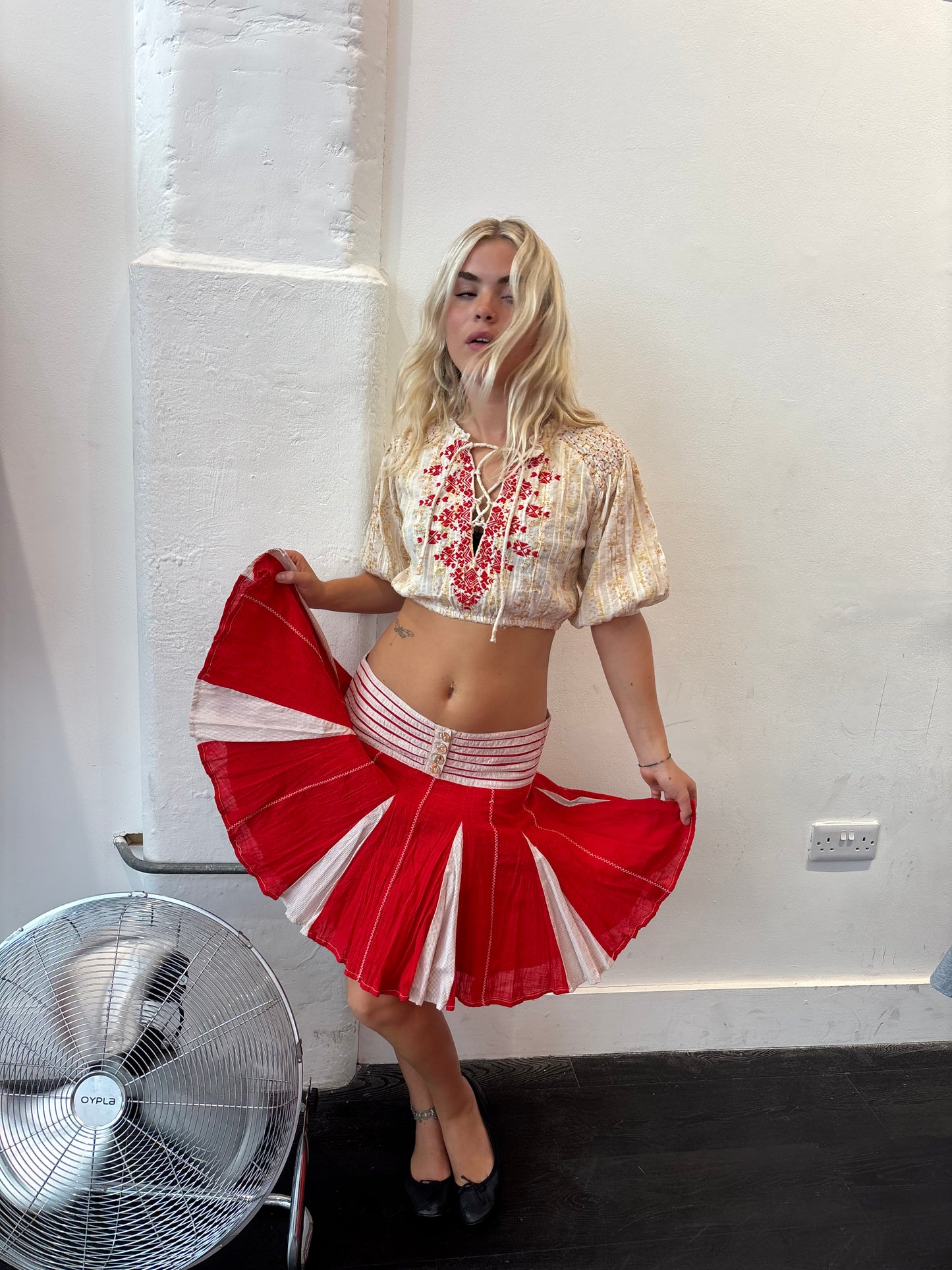 Tommy Hilfiger Red Pleated Skirt