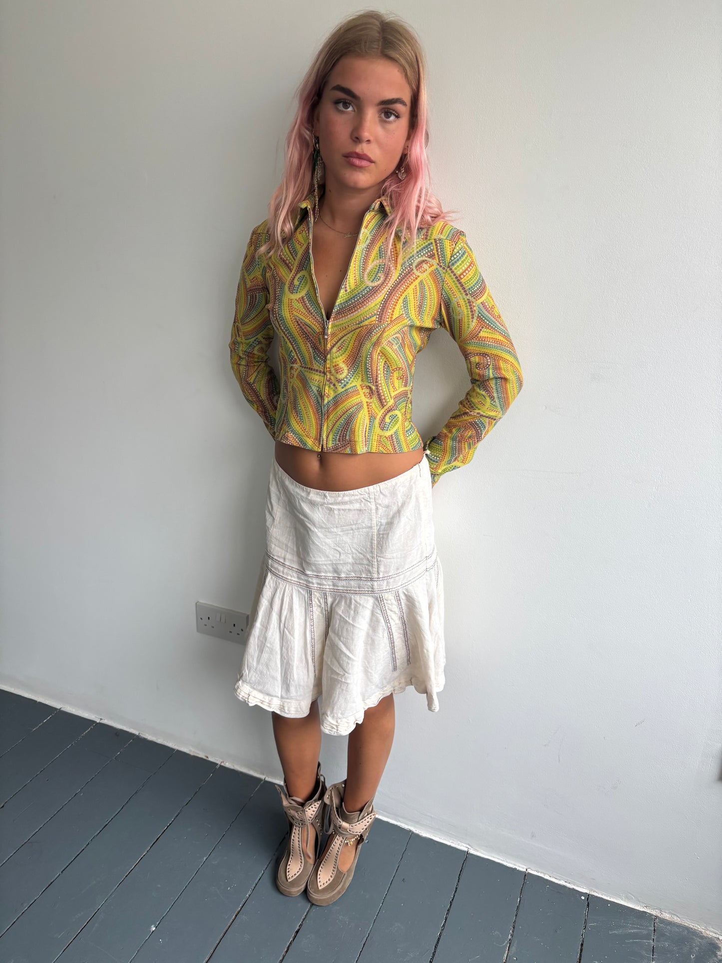 Jaspal Yellow Swirl Print Jacket