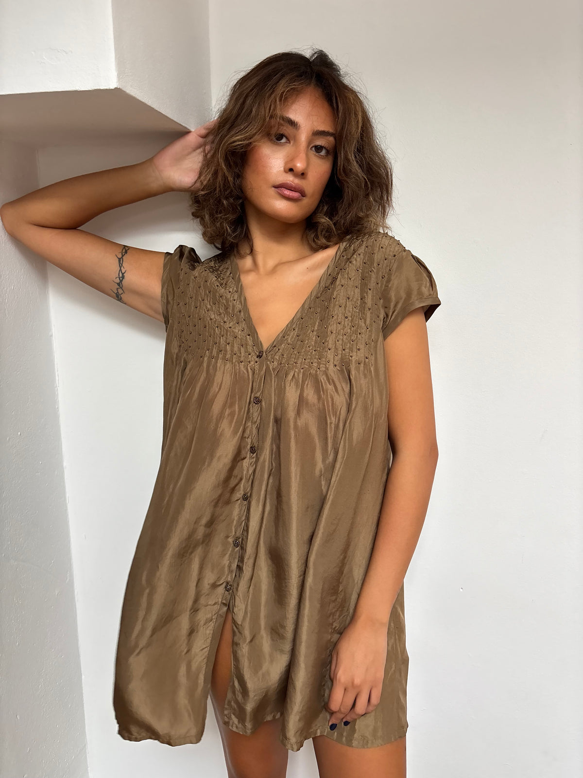 Whistles Brown Silk Dress