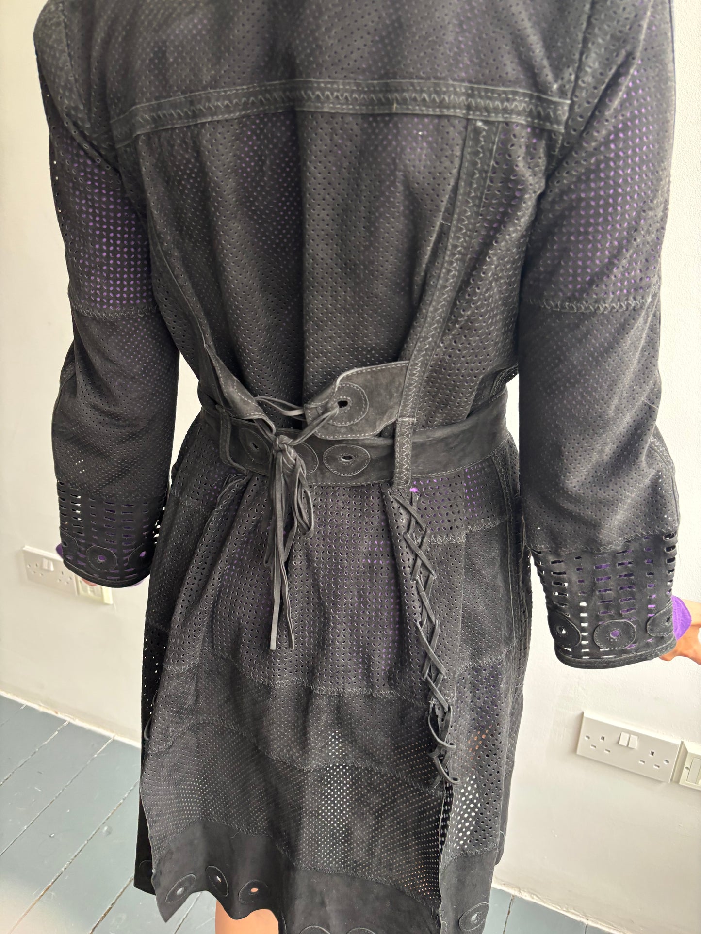 Cavalli Black Suede Trench