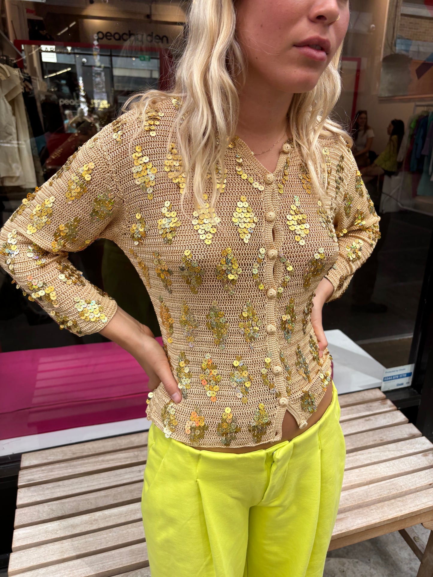 Vintage Gold Sequin Cardigan