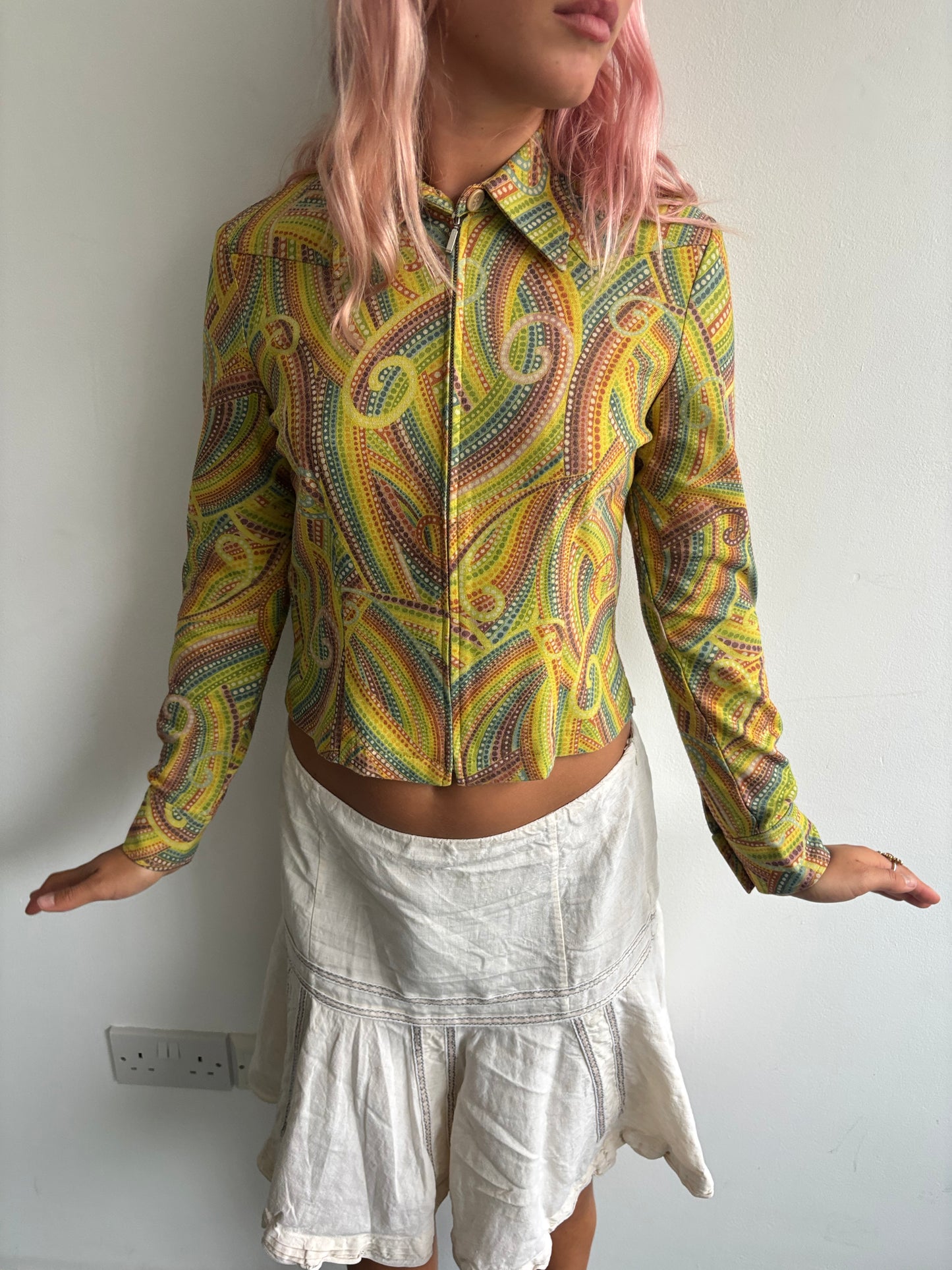 Jaspal Yellow Swirl Print Jacket