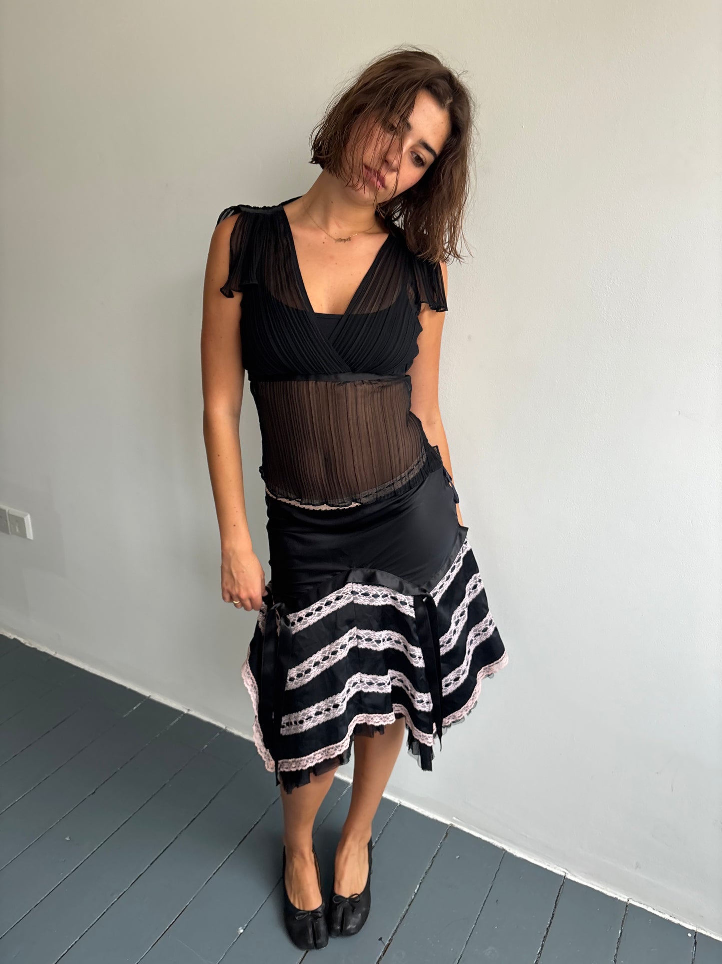 Voyage Black Ribbon Skirt