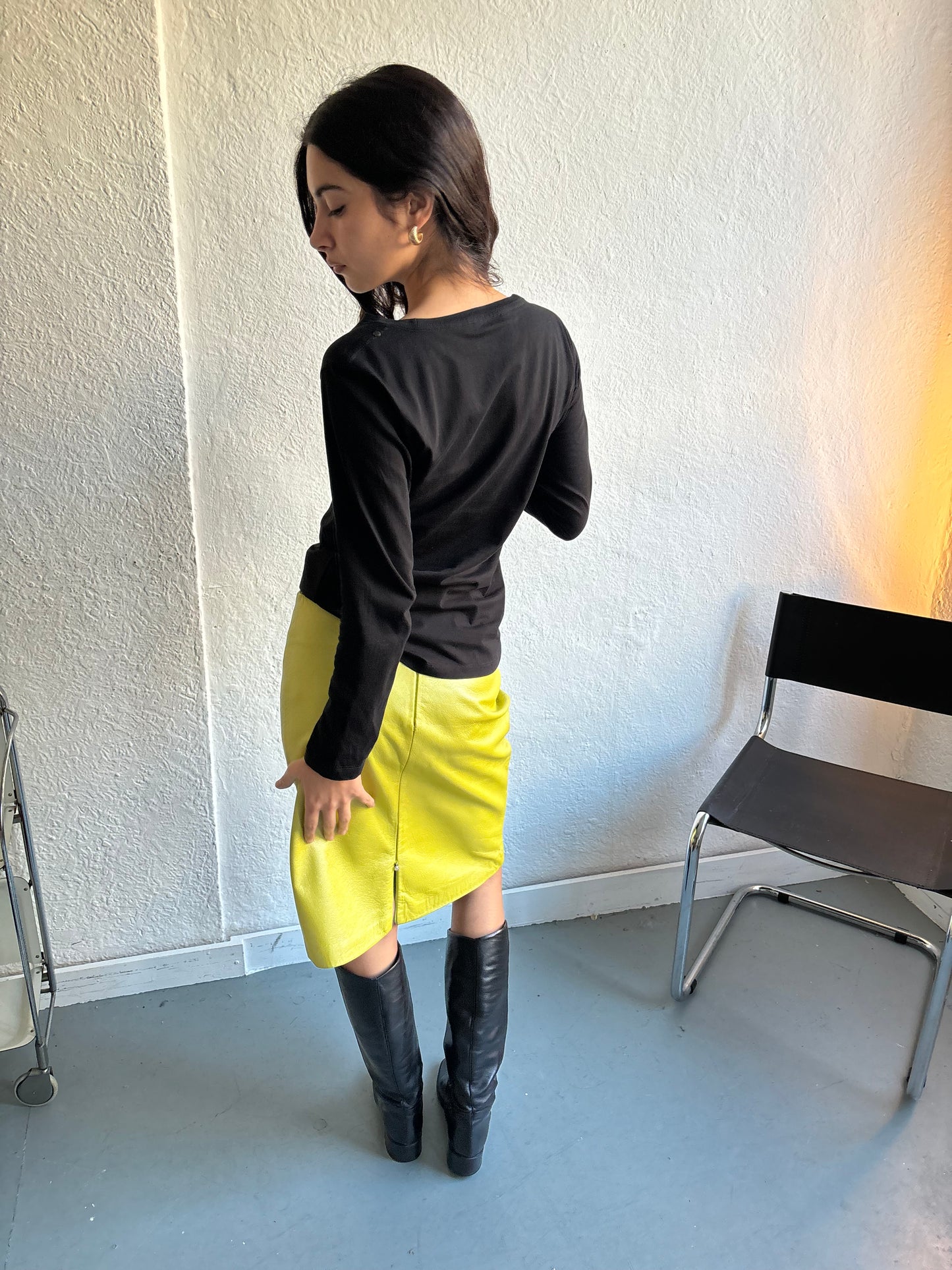 Versace Yellow Leather Skirt