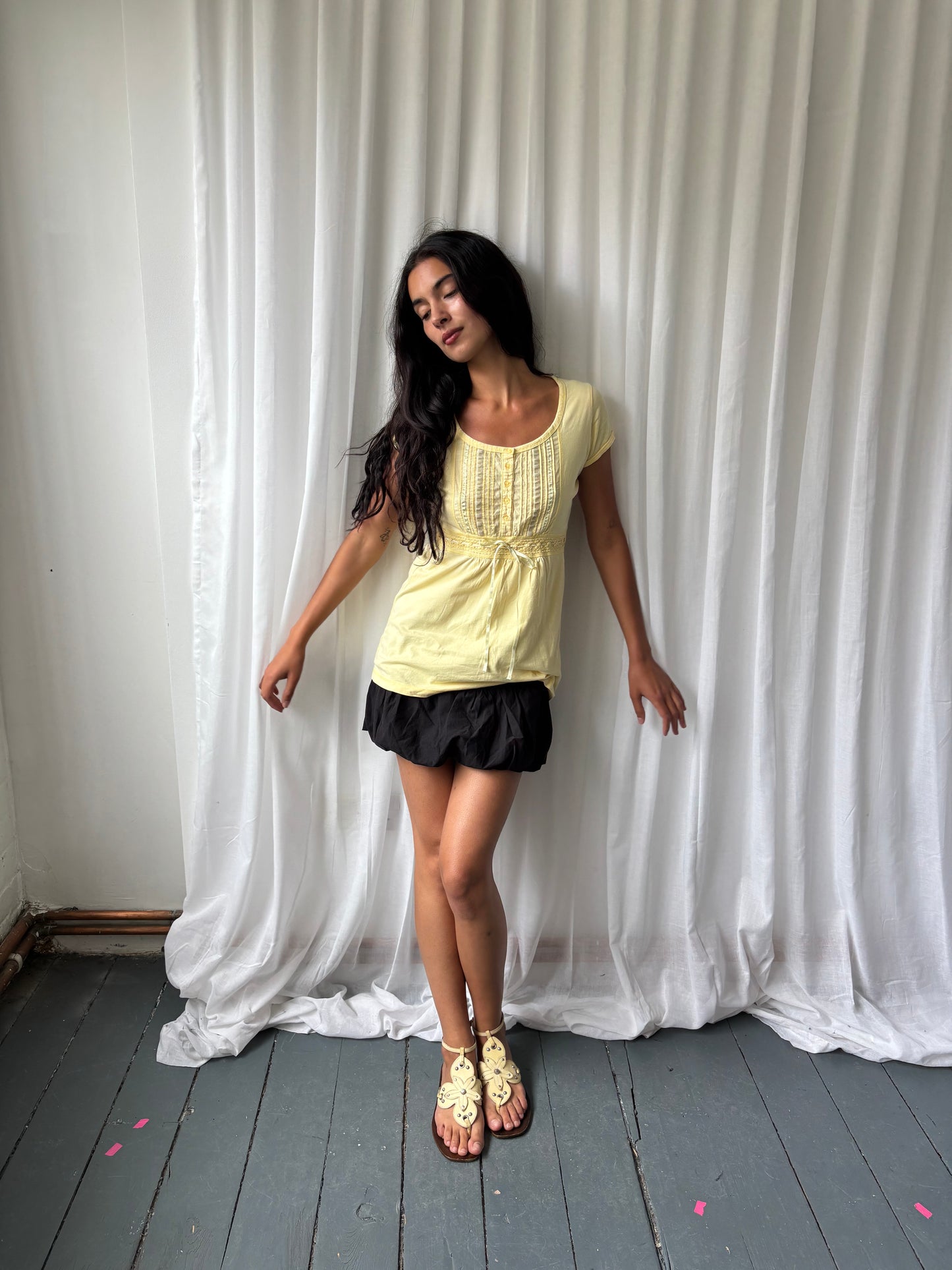 Vintage Yellow Milkmaid Top