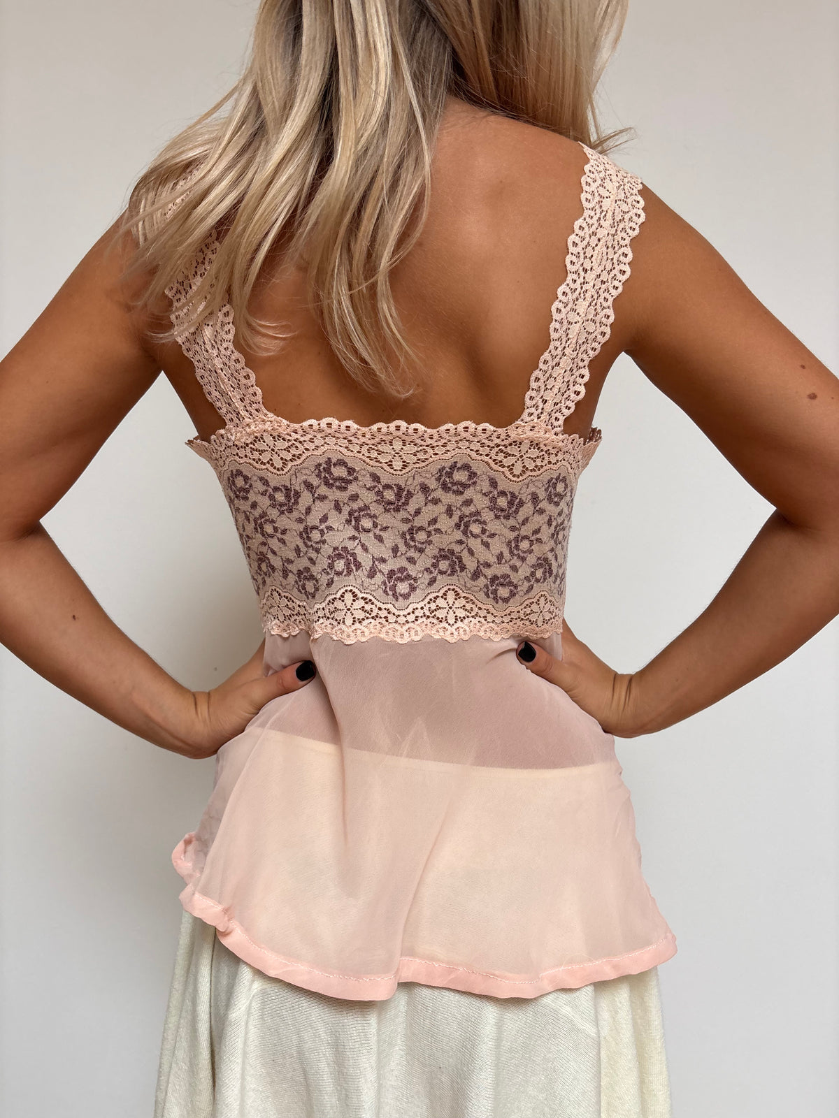Vintage Nude Pink Lace Top