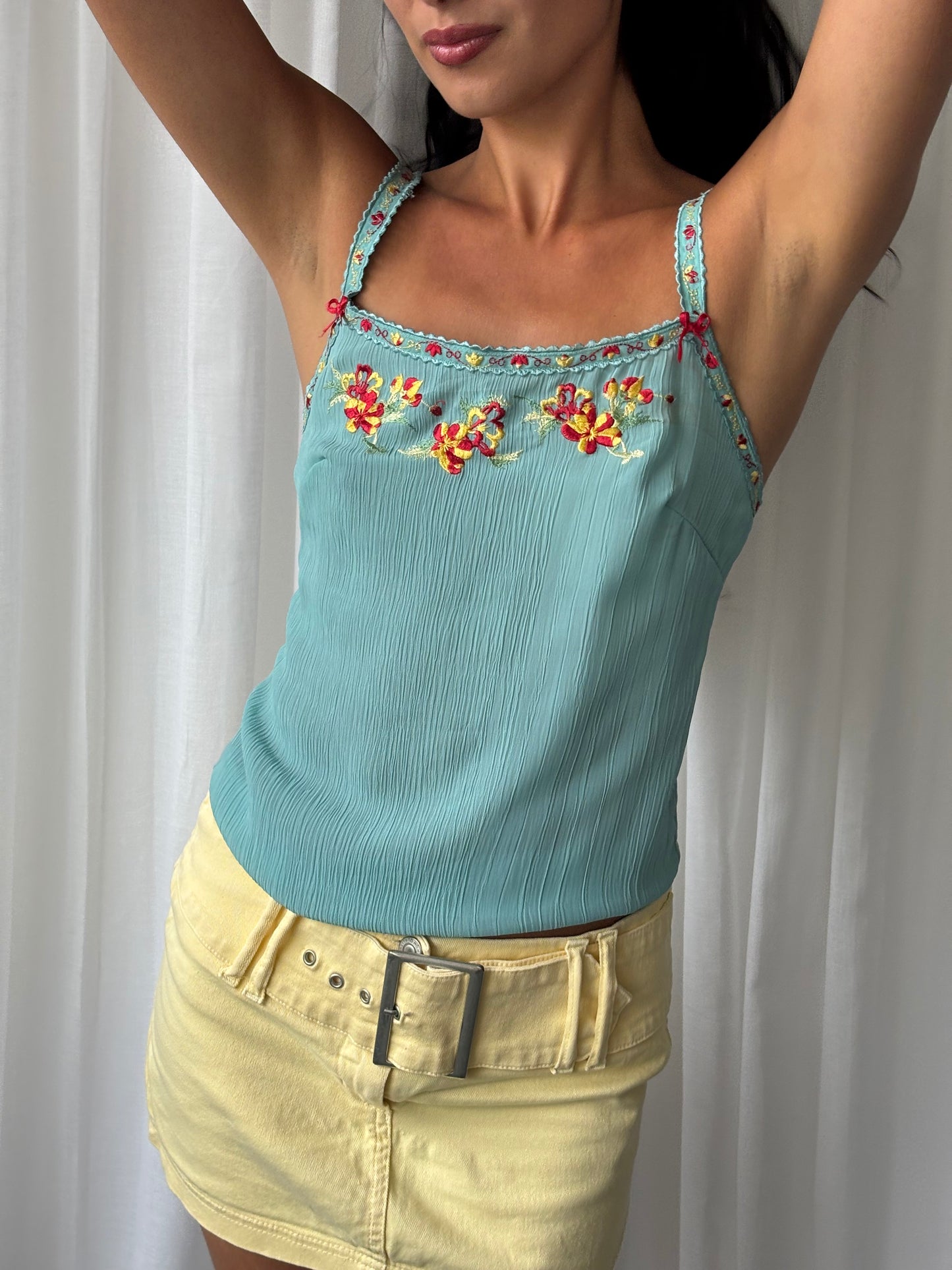 Vintage Blue Embroidered Cami