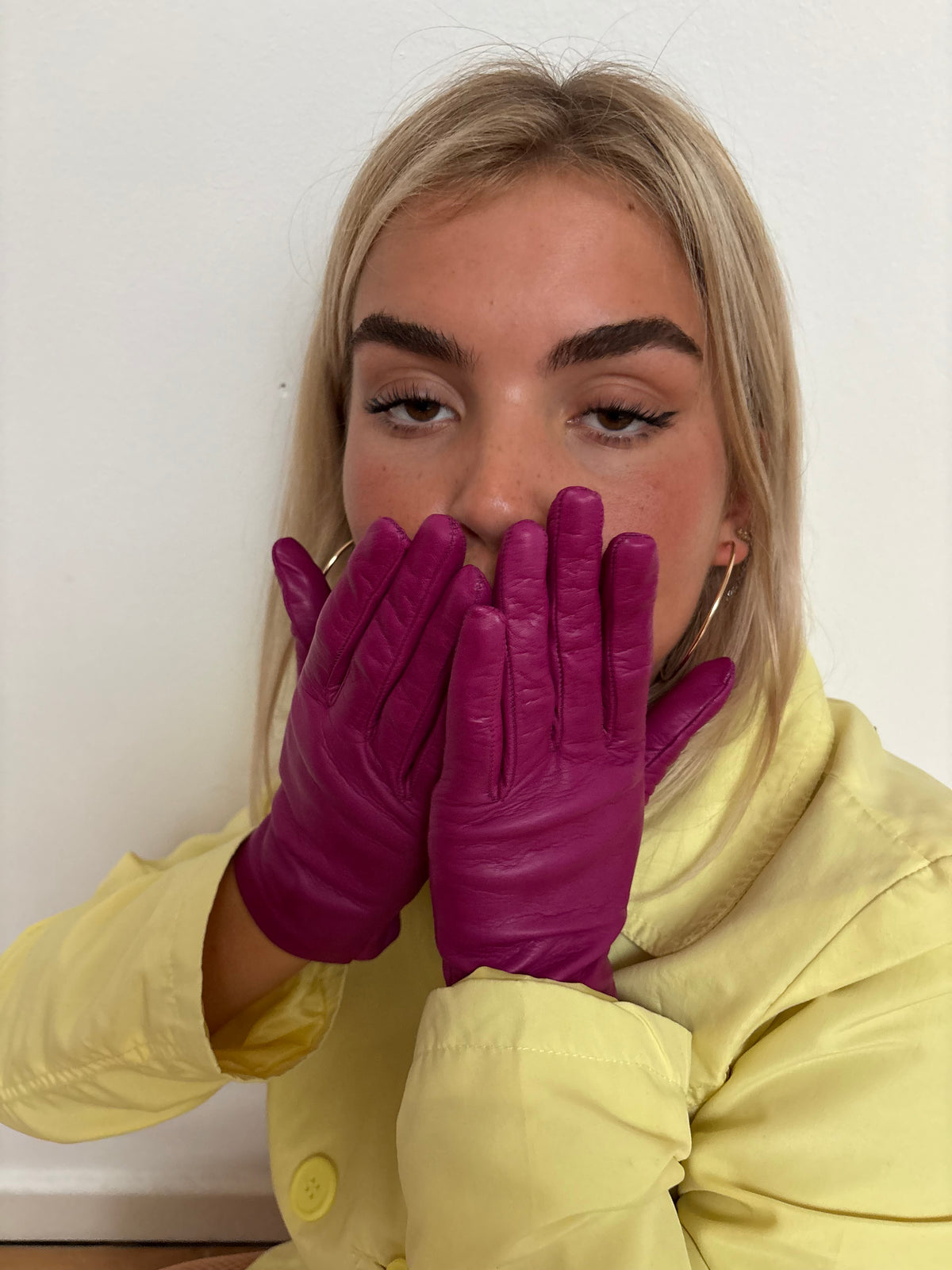 Gala Fuchsia Leather Gloves