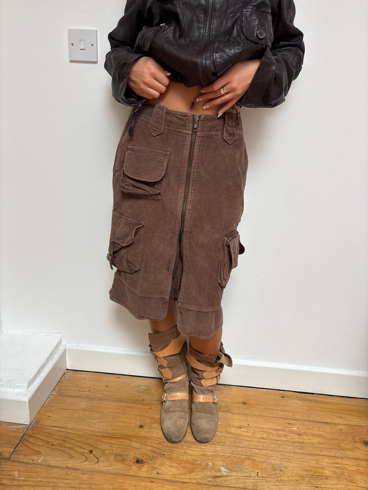 IKKS Brown Cord Skirt