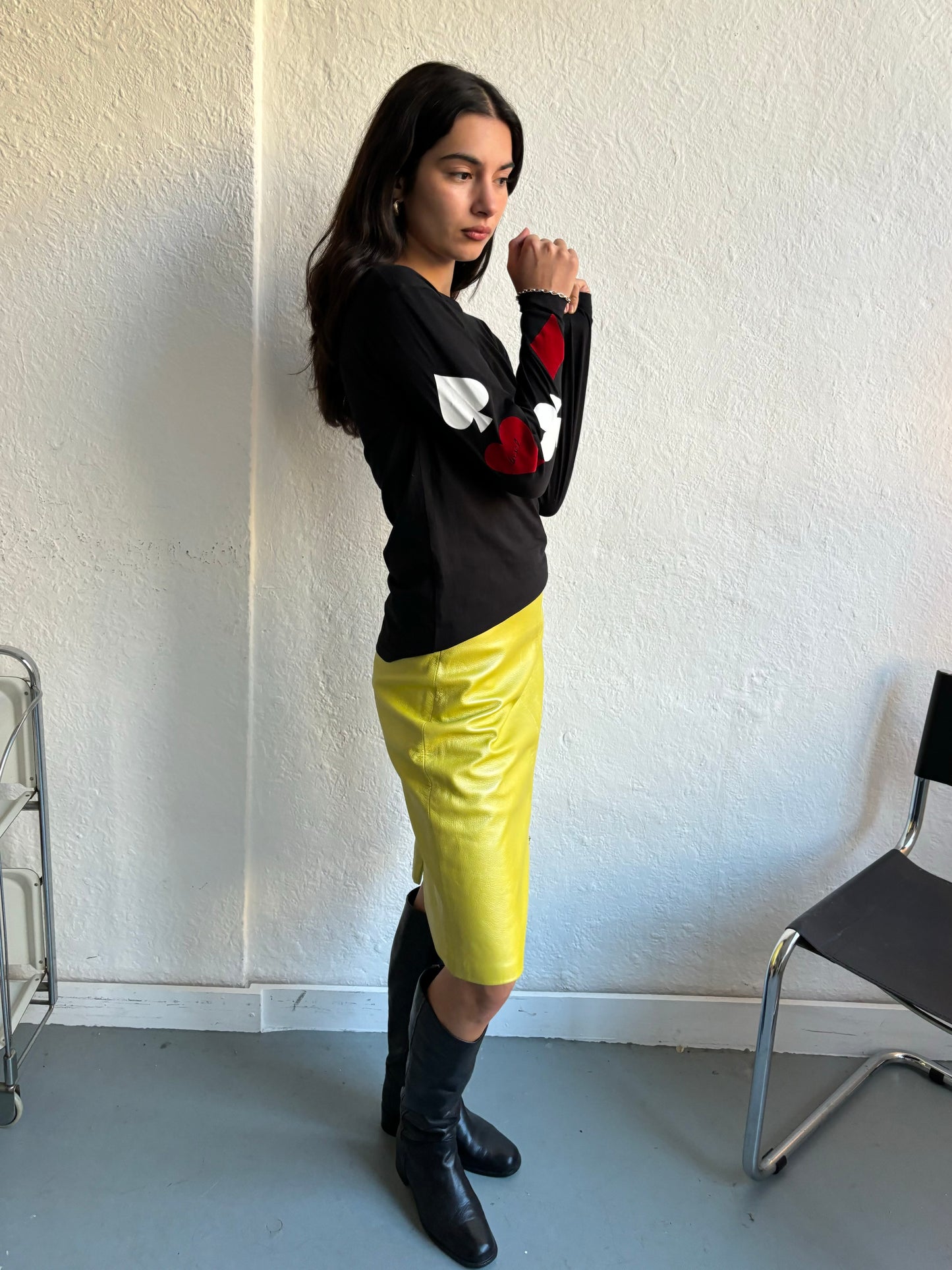 Versace Yellow Leather Skirt