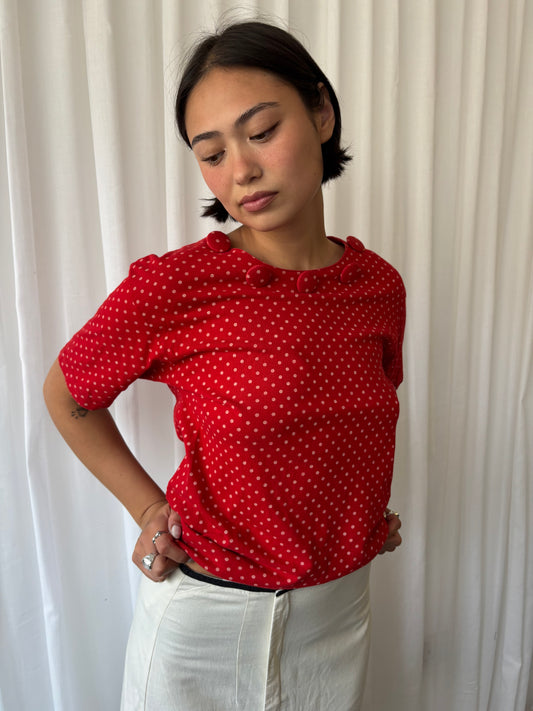 Moschino 1990s Red Polka Dot Top