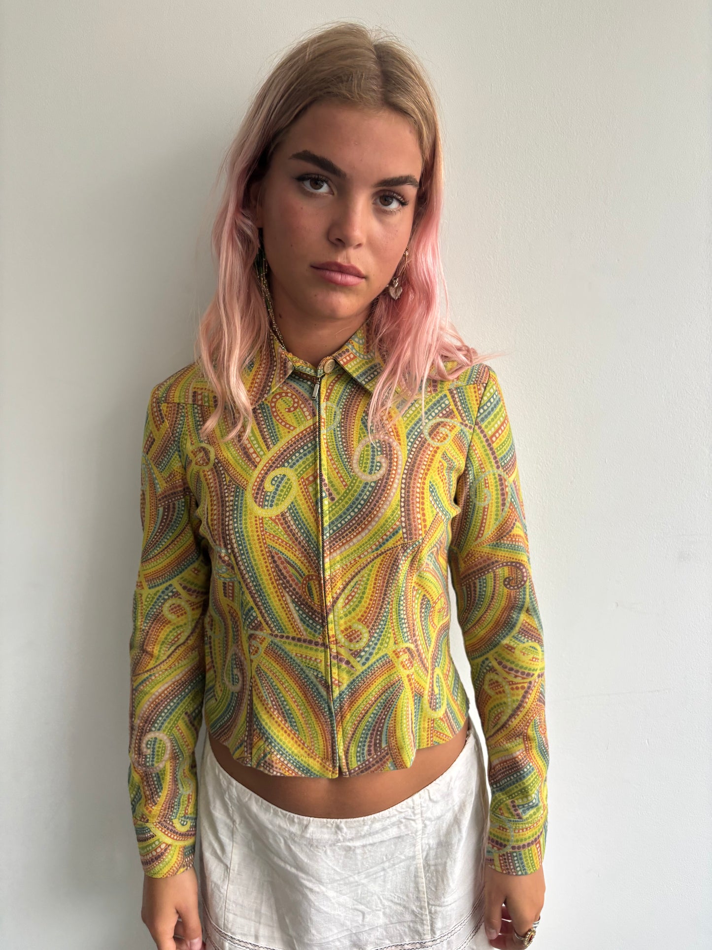 Jaspal Yellow Swirl Print Jacket