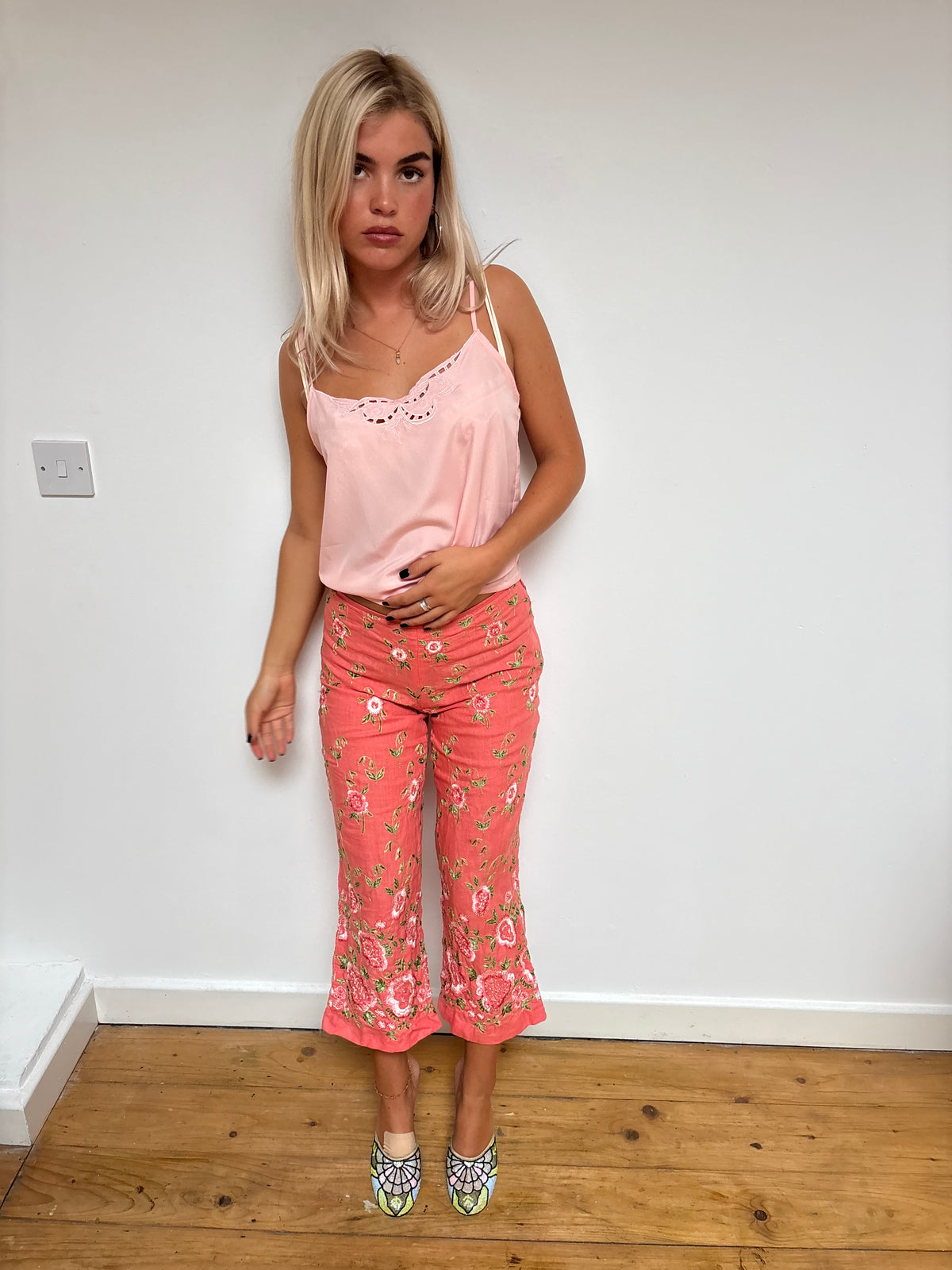 Renato Nucci Embroidered Coral Trousers