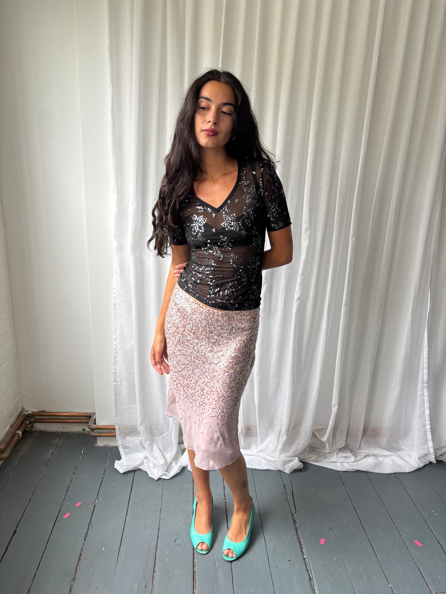 Karen Millen Black Sequin Top