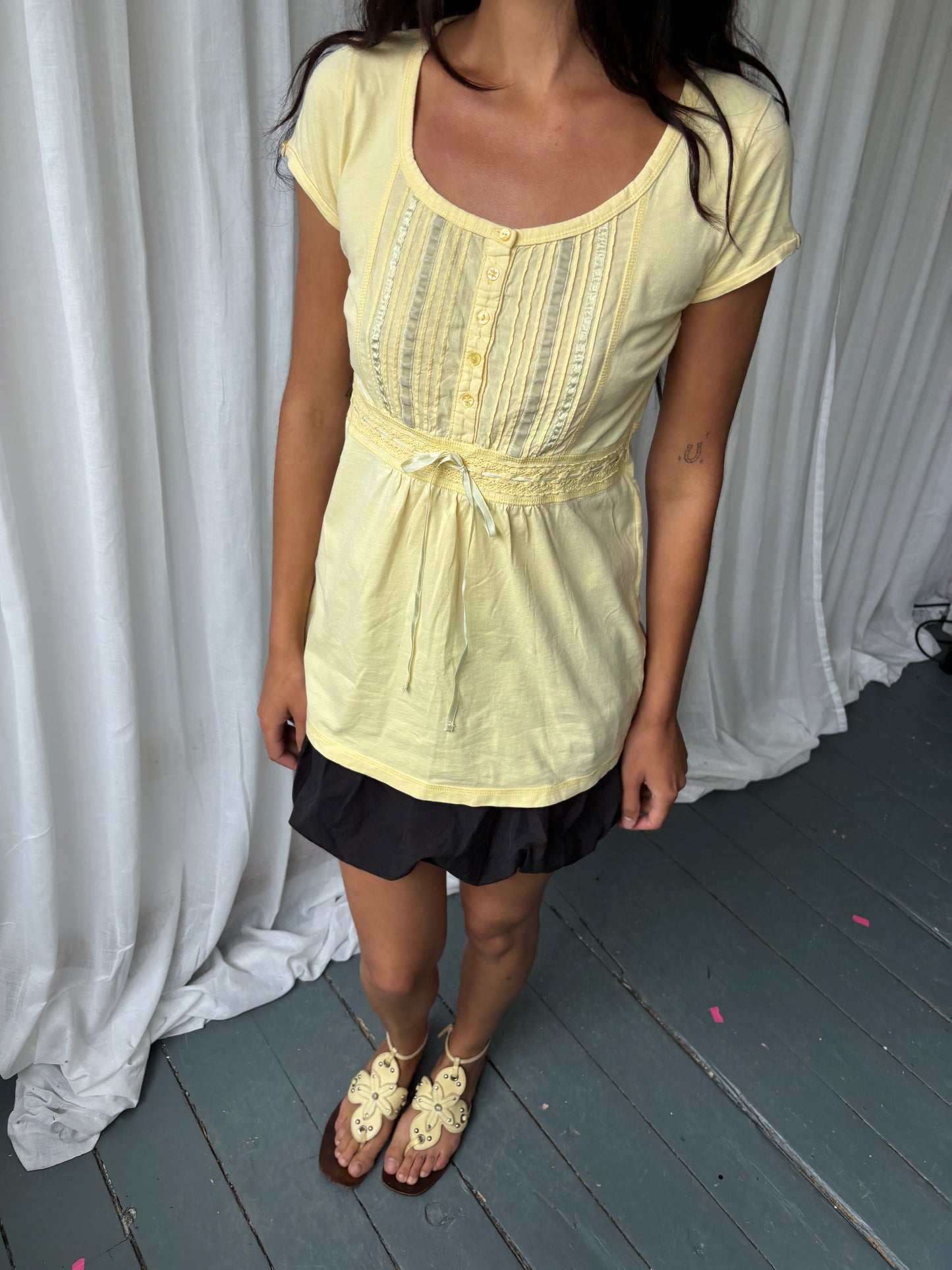 Vintage Yellow Milkmaid Top