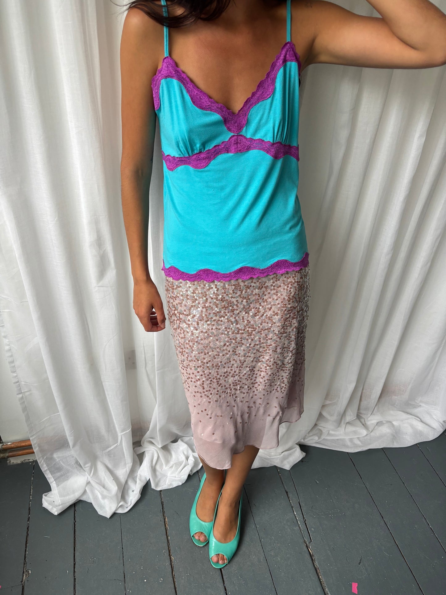 DKNY Lilac Sequin Skirt