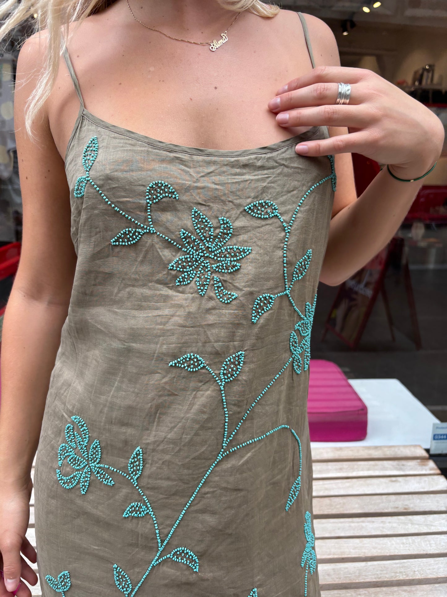 French Connection Brown Beaded Dress