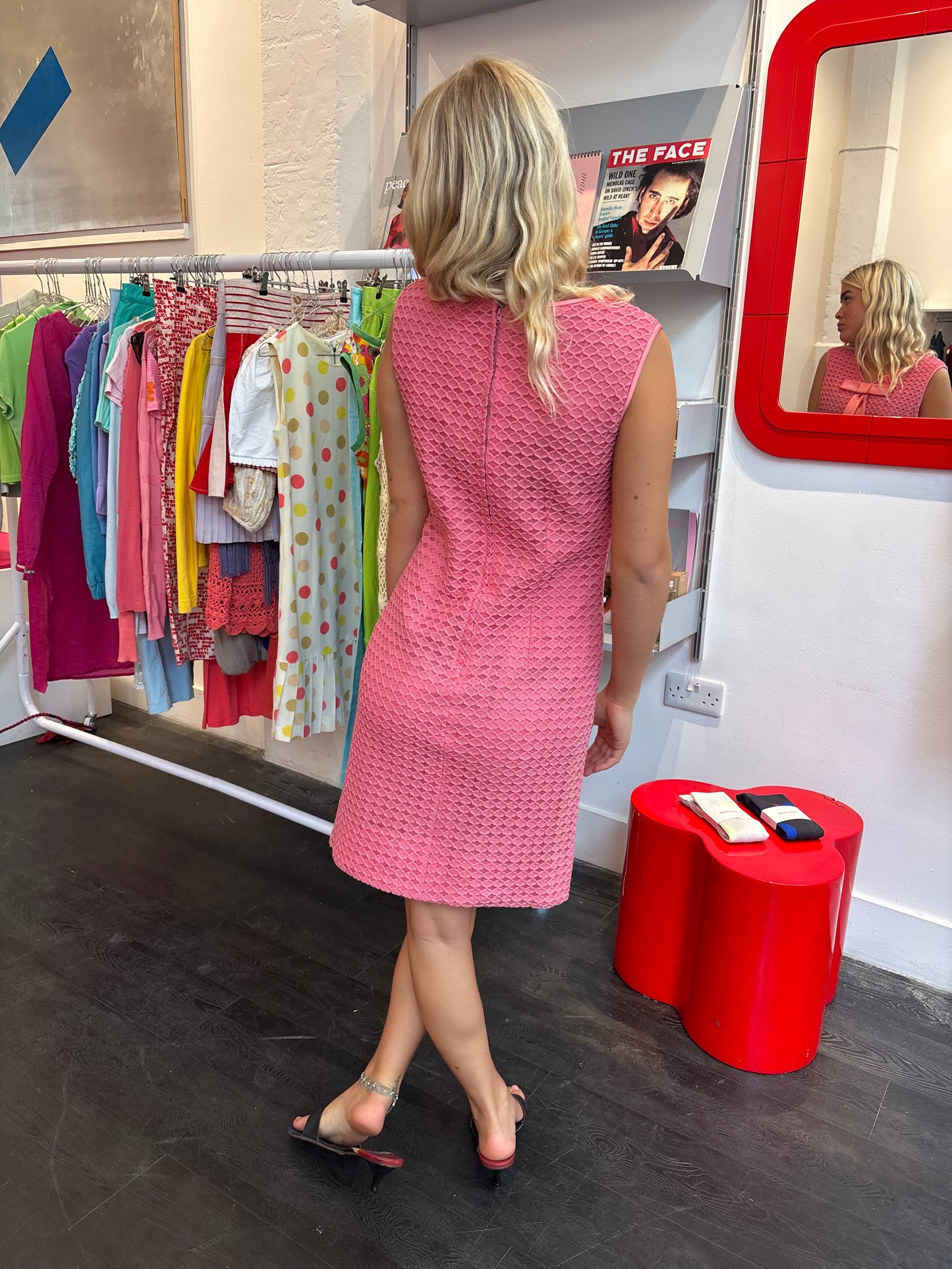 Retro Pink Midi Dress
